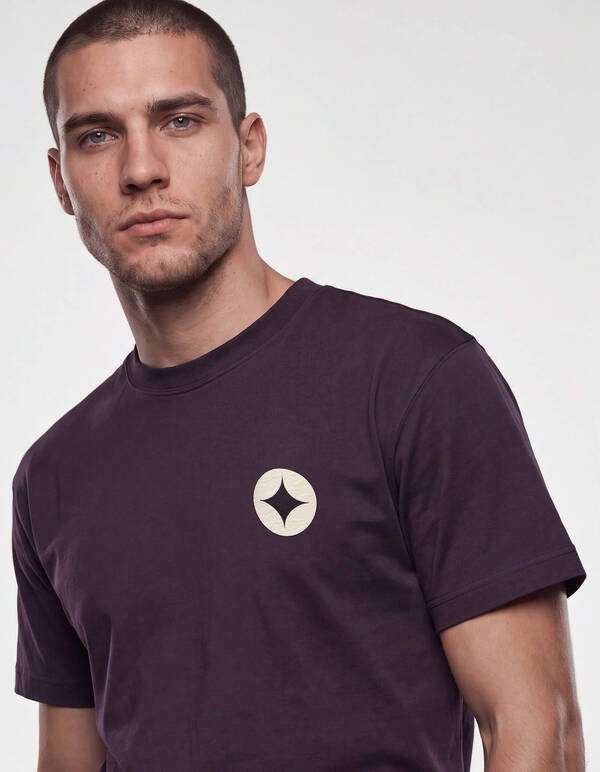 Crinkle Print T-Shirt Dunkellila SHOEBY MEN