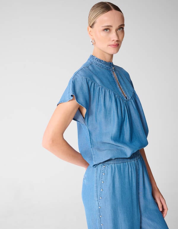 Stud Denim R&uuml;schenoberteil Blau SHOEBY WOMEN