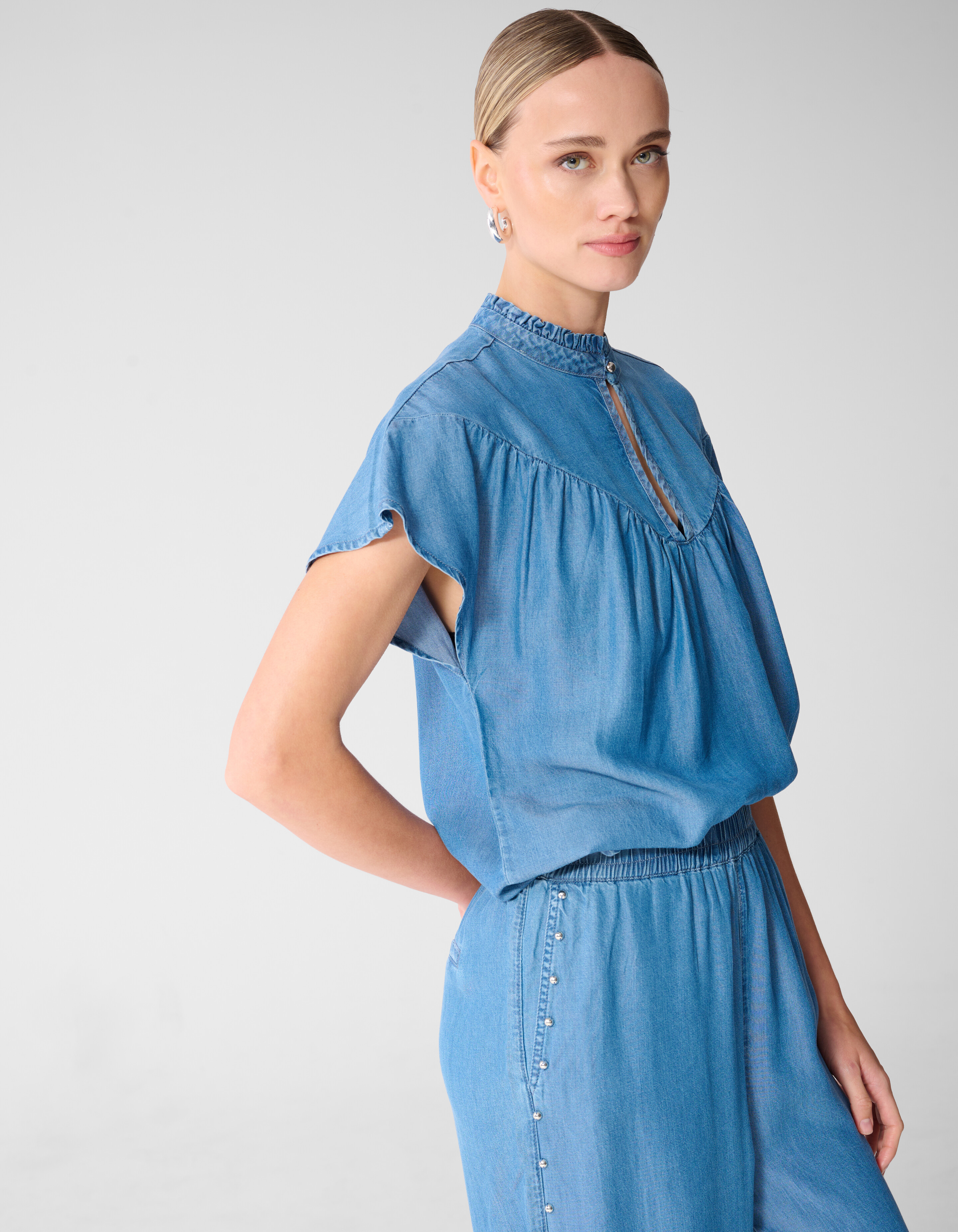 Stud Denim R&uuml;schenoberteil Blau SHOEBY WOMEN