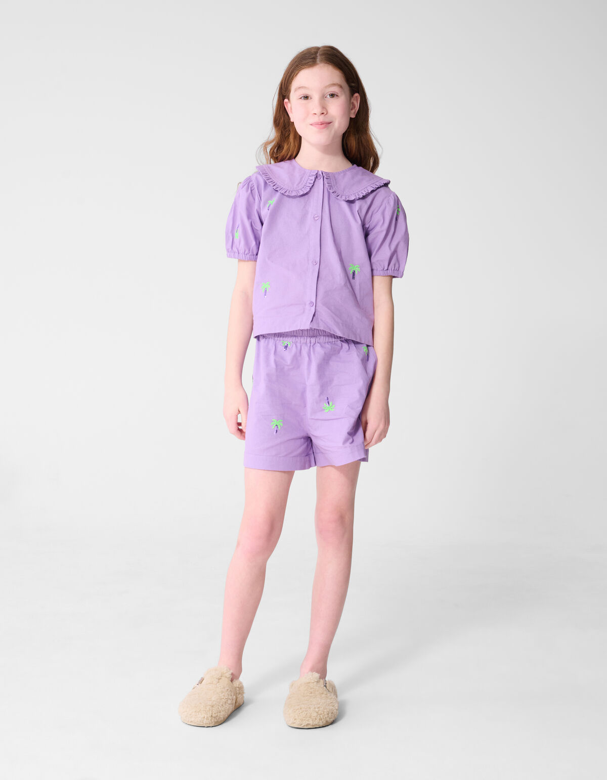 Palmbaum Stickerei Shorts Lila SHOEBY GIRLS