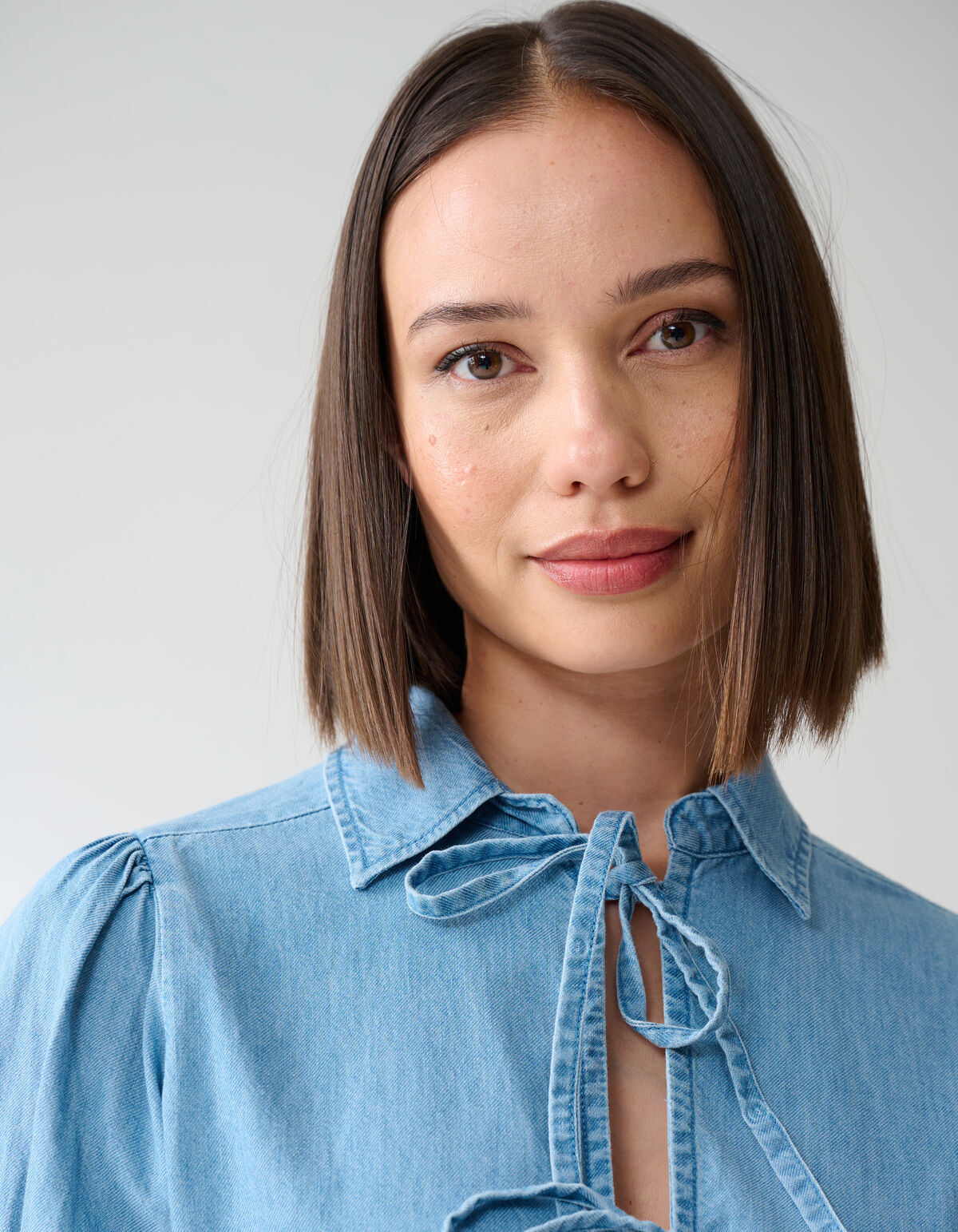 Denim Schleifenbluse Blau SHOEBY WOMEN