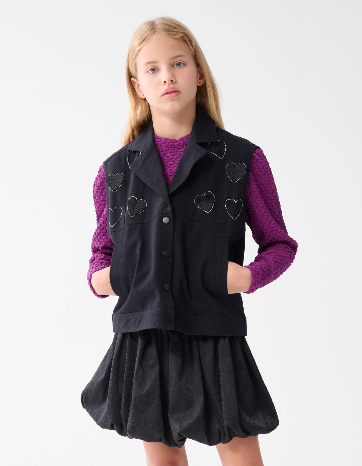 Strass Herz Gilet Schwarz SHOEBY GIRLS