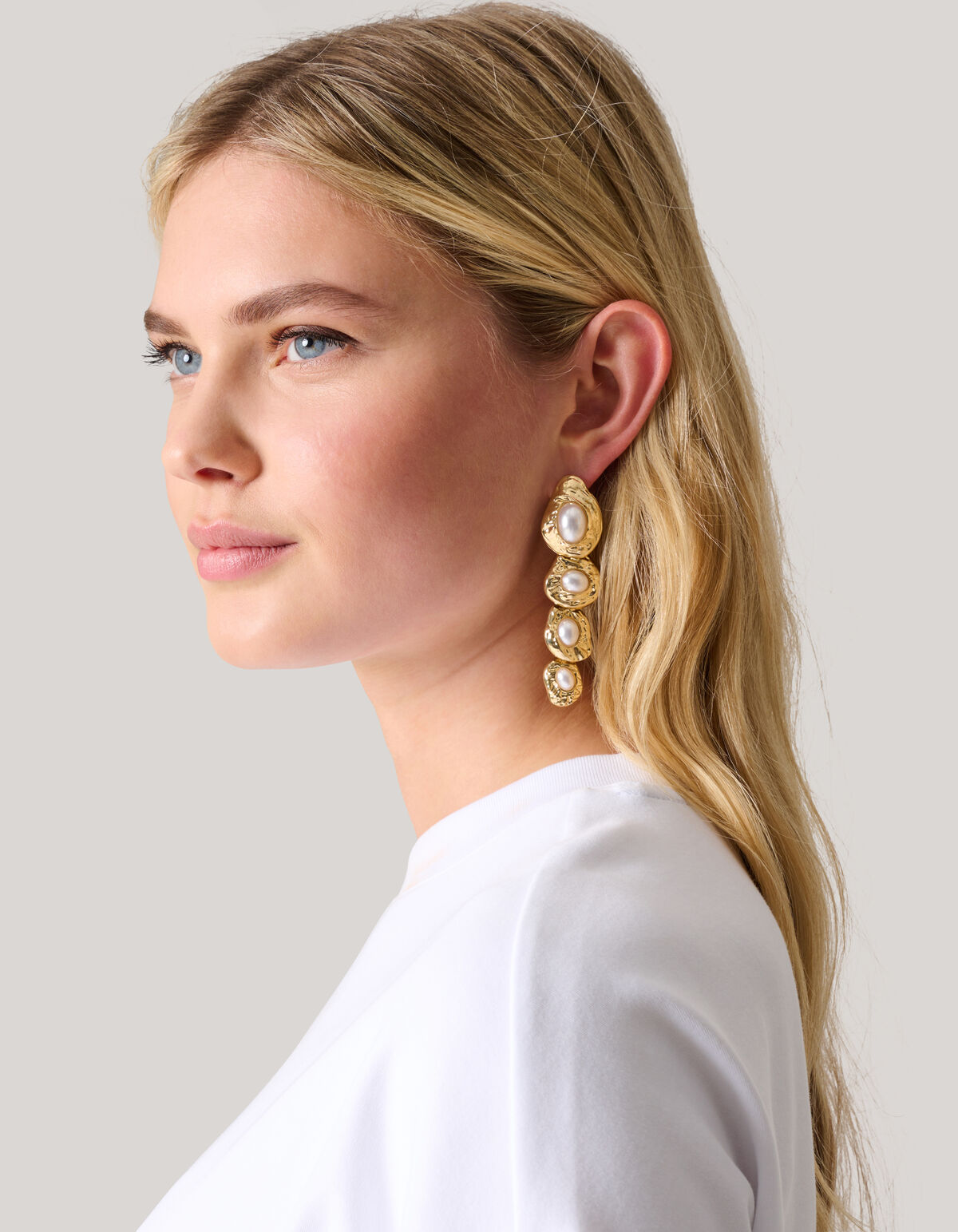 Geh&auml;mmerte Perlenohrringe Gold SHOEBY ACCESSOIRES