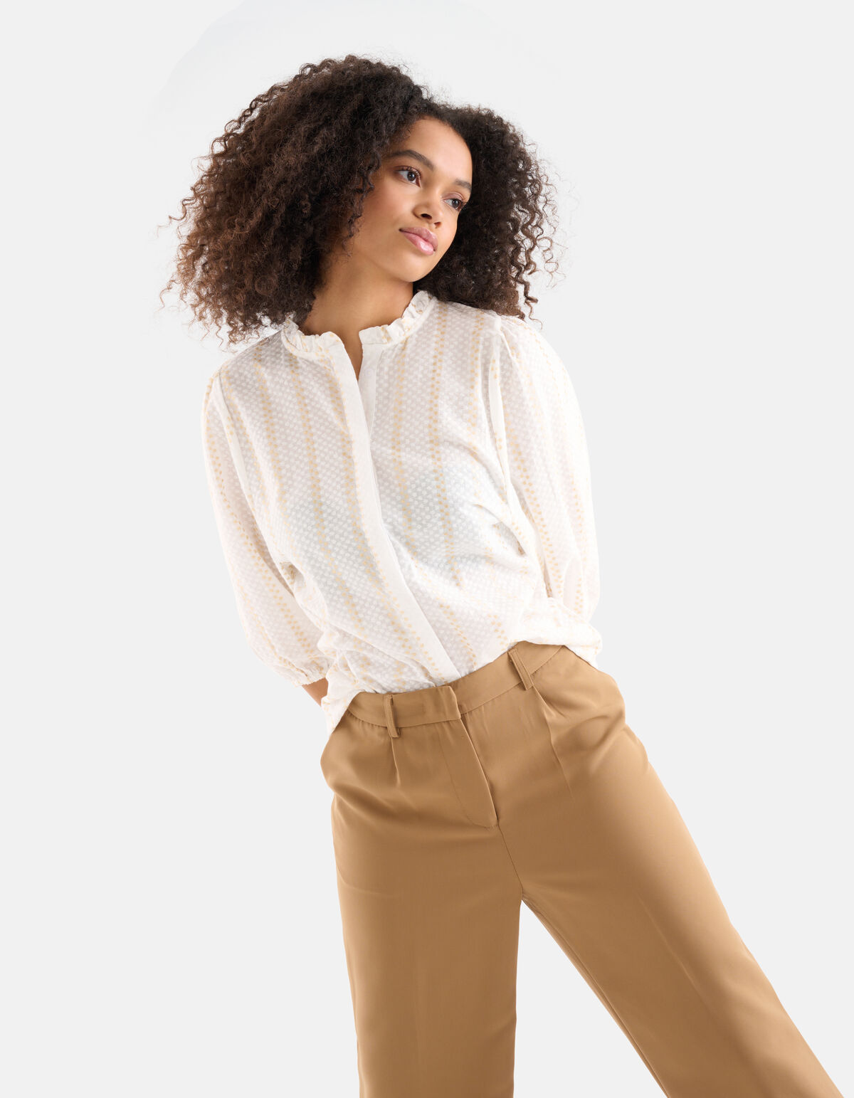 Lurex-Detail-Bluse Off White SHOEBY WOMEN