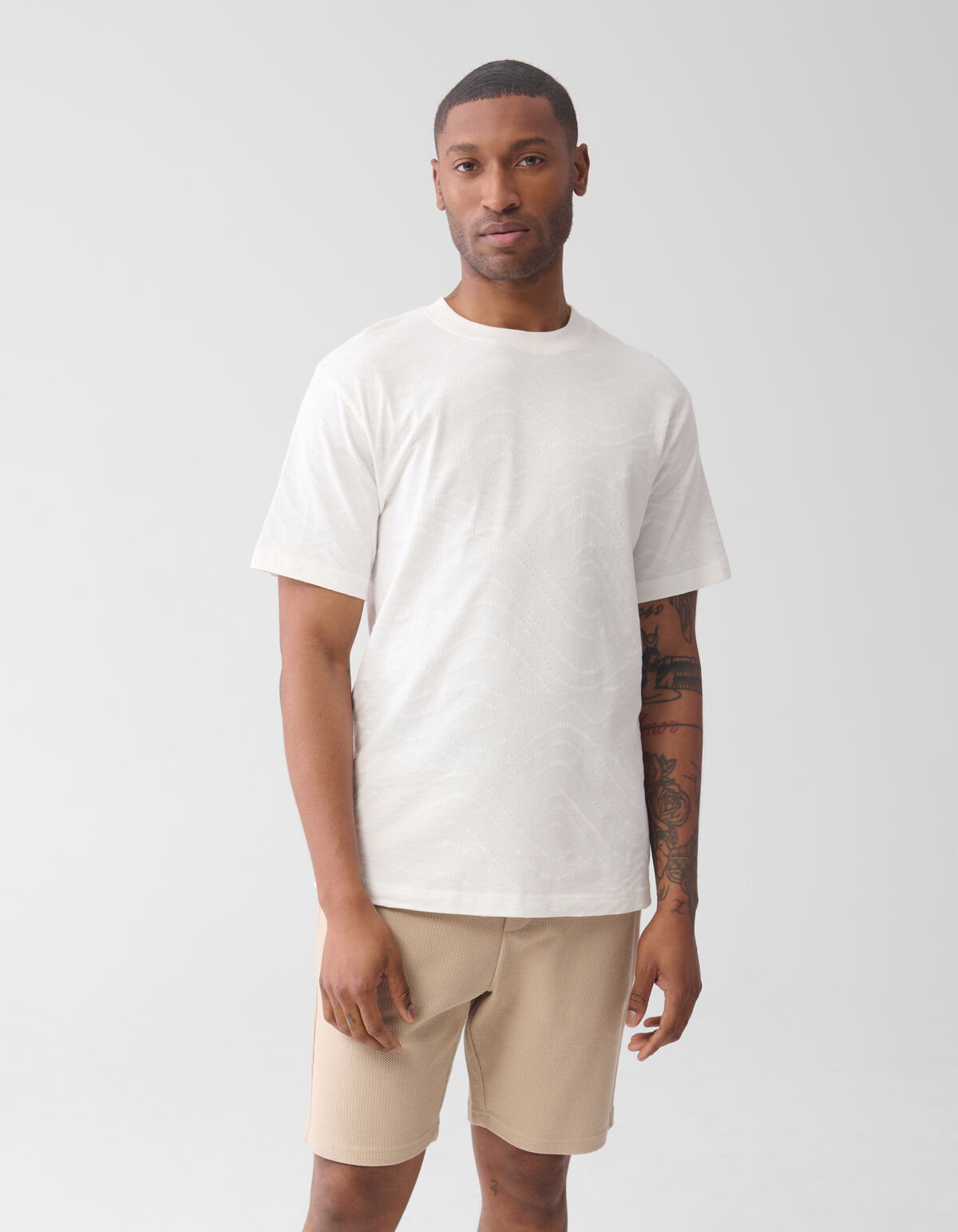 Jacquard-T-Shirt Off White SHOEBY MEN