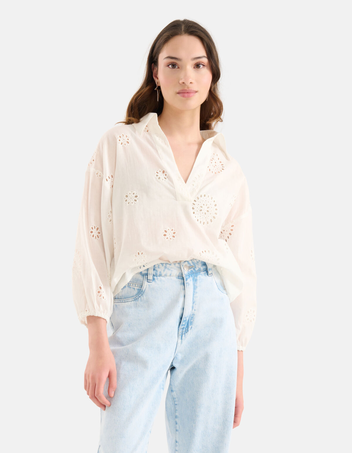 Broderie-Bluse Weiß SHOEBY WOMEN