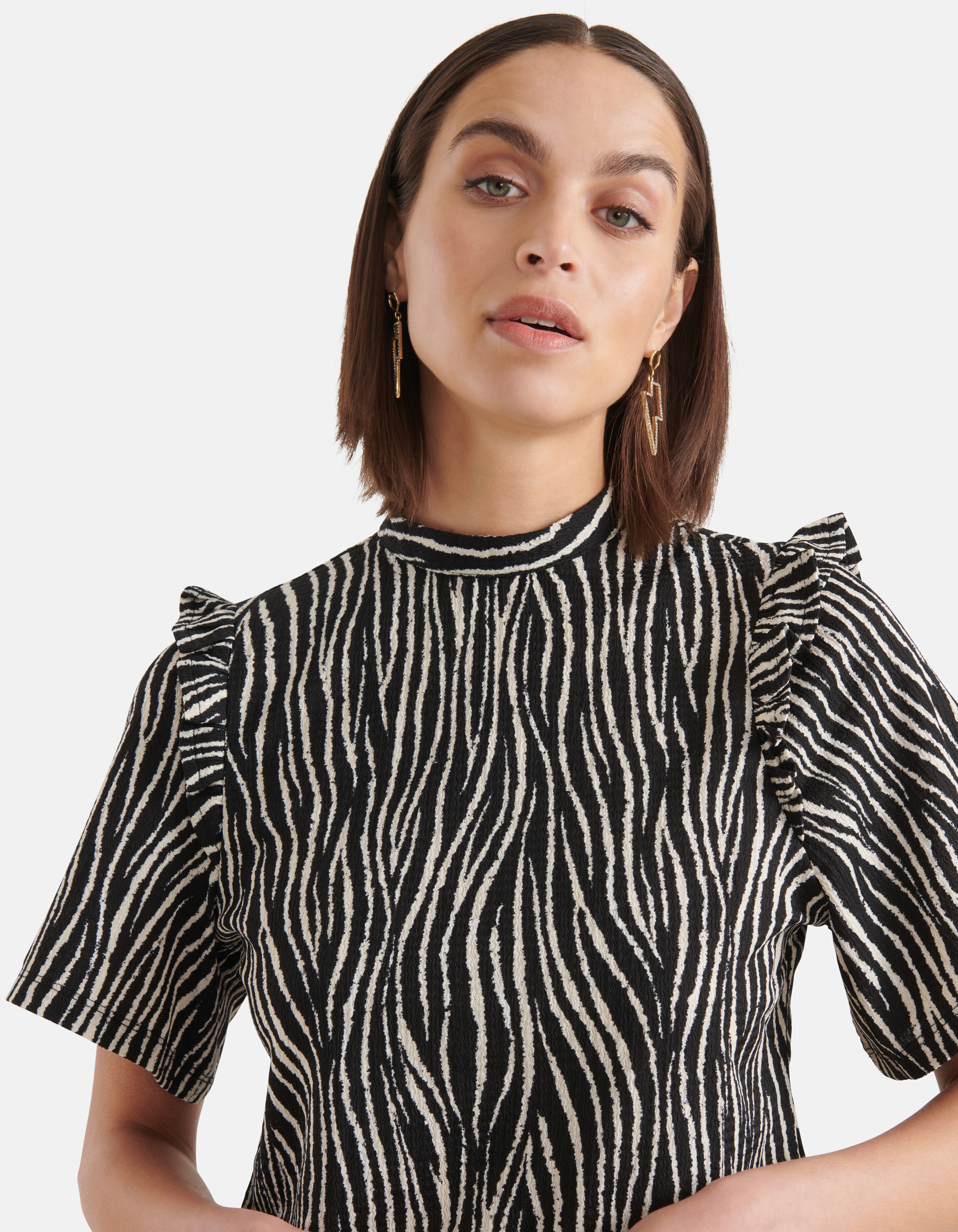 Zebra Crinkle Top Schwarz SHOEBY WOMEN