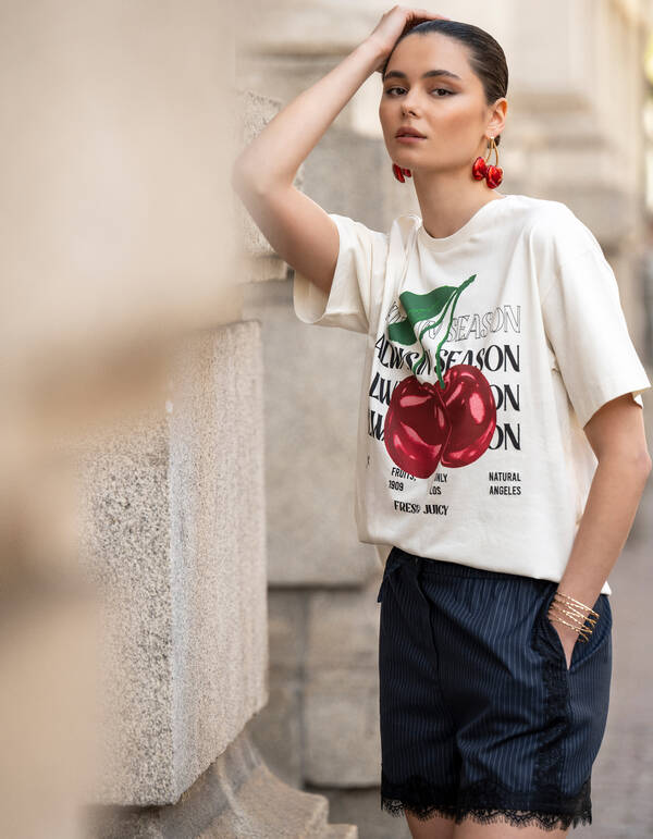 Kirsche Kunstwerk T-shirt Off White SHOEBY WOMEN