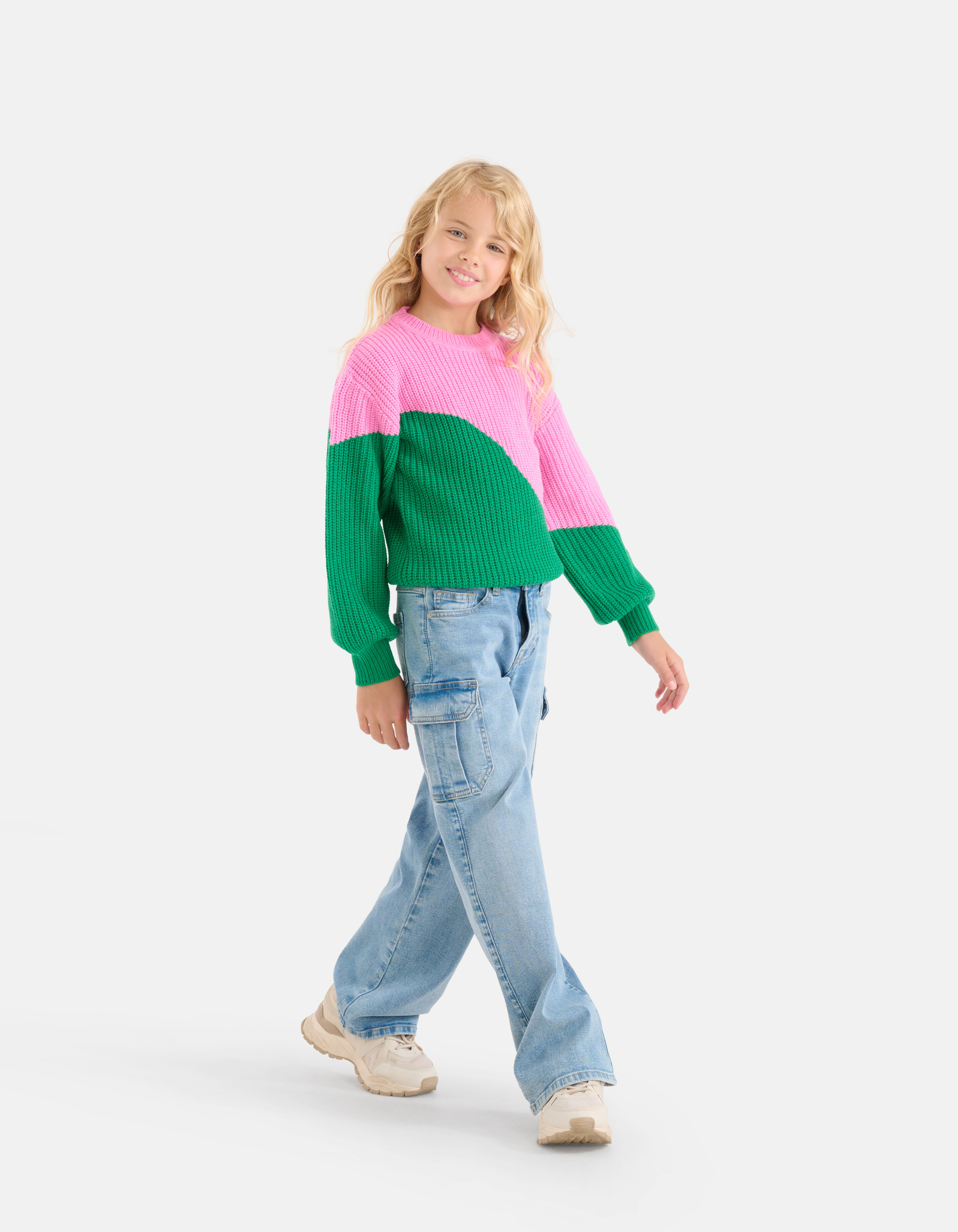 Colorblock Pullover Grün/Rosa SHOEBY GIRLS