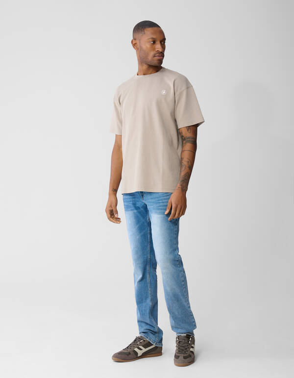 Spark Embroidery T-Shirt Hellbraun SHOEBY MEN