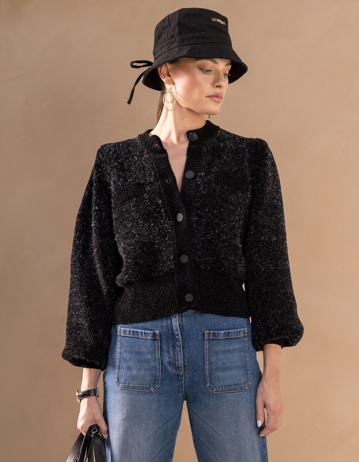 Pelzige Strickjacke Schwarz von Mieke SHOEBY WOMEN