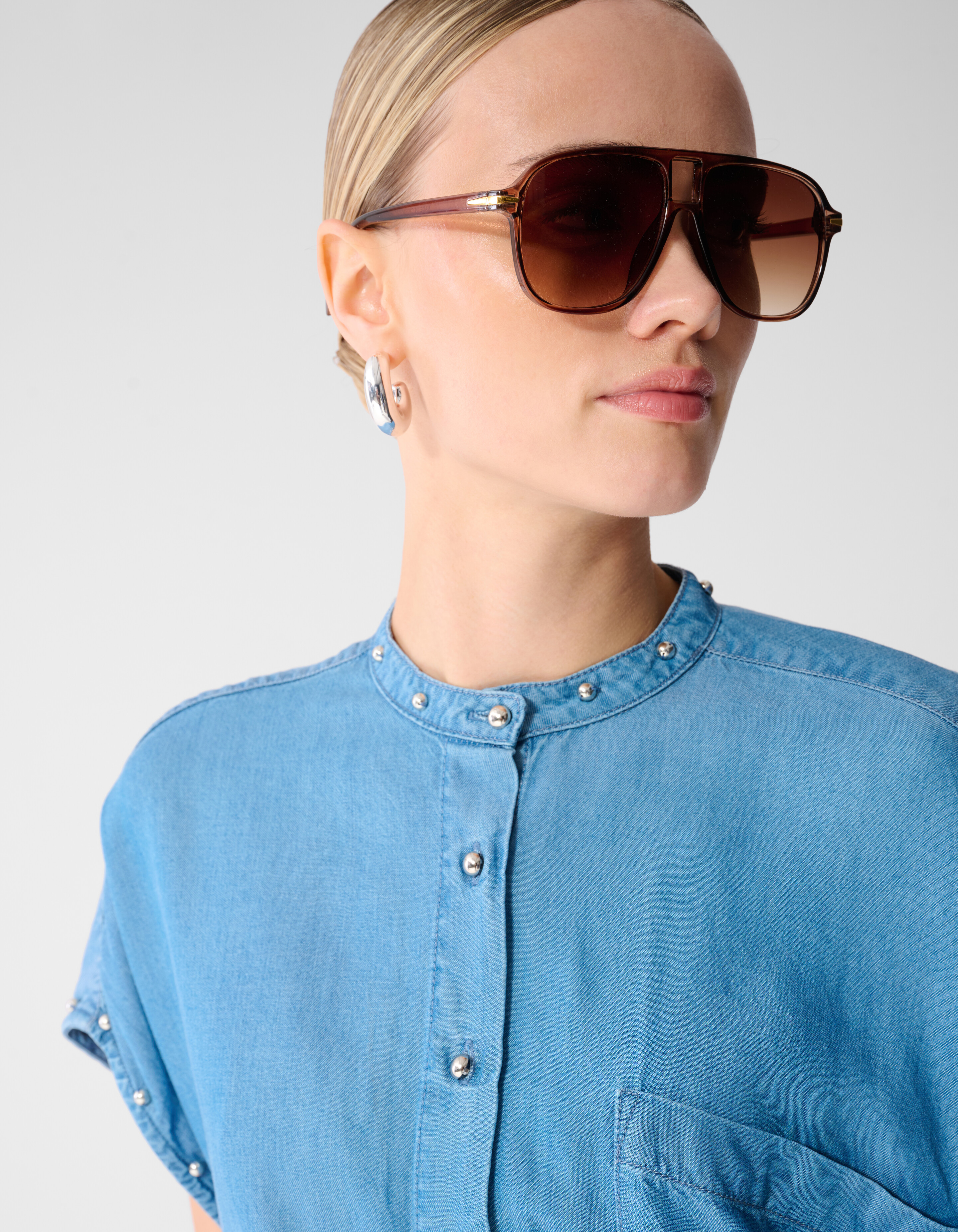 Studs Denim Bluse Blau SHOEBY WOMEN
