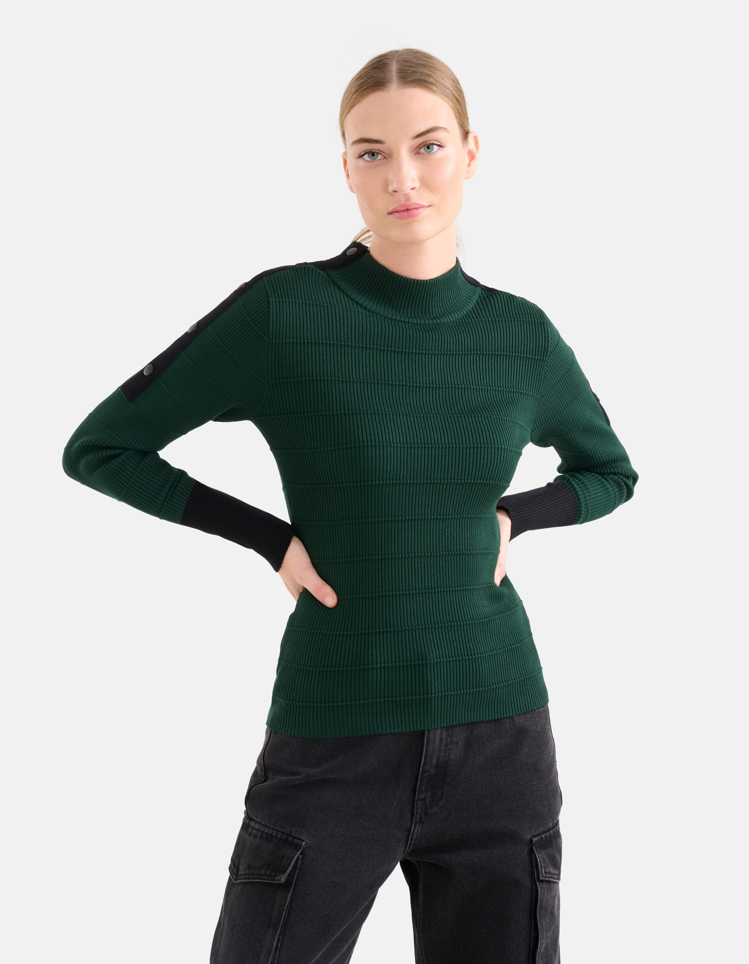 Knopfleiste Pullover Dunkelgrün SHOEBY WOMEN
