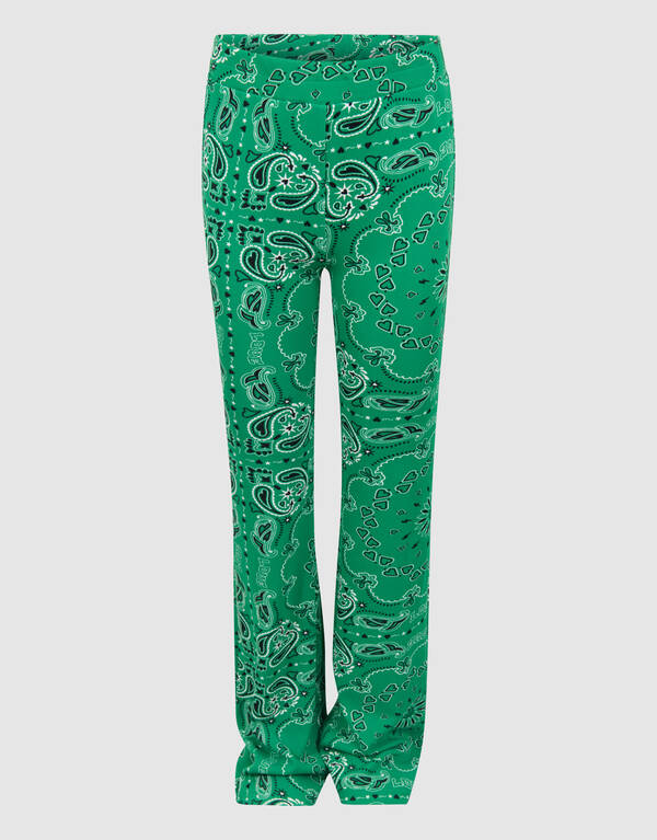 Bedruckte ausgestellte Rippen-Leggings Grün SHOEBY GIRLS