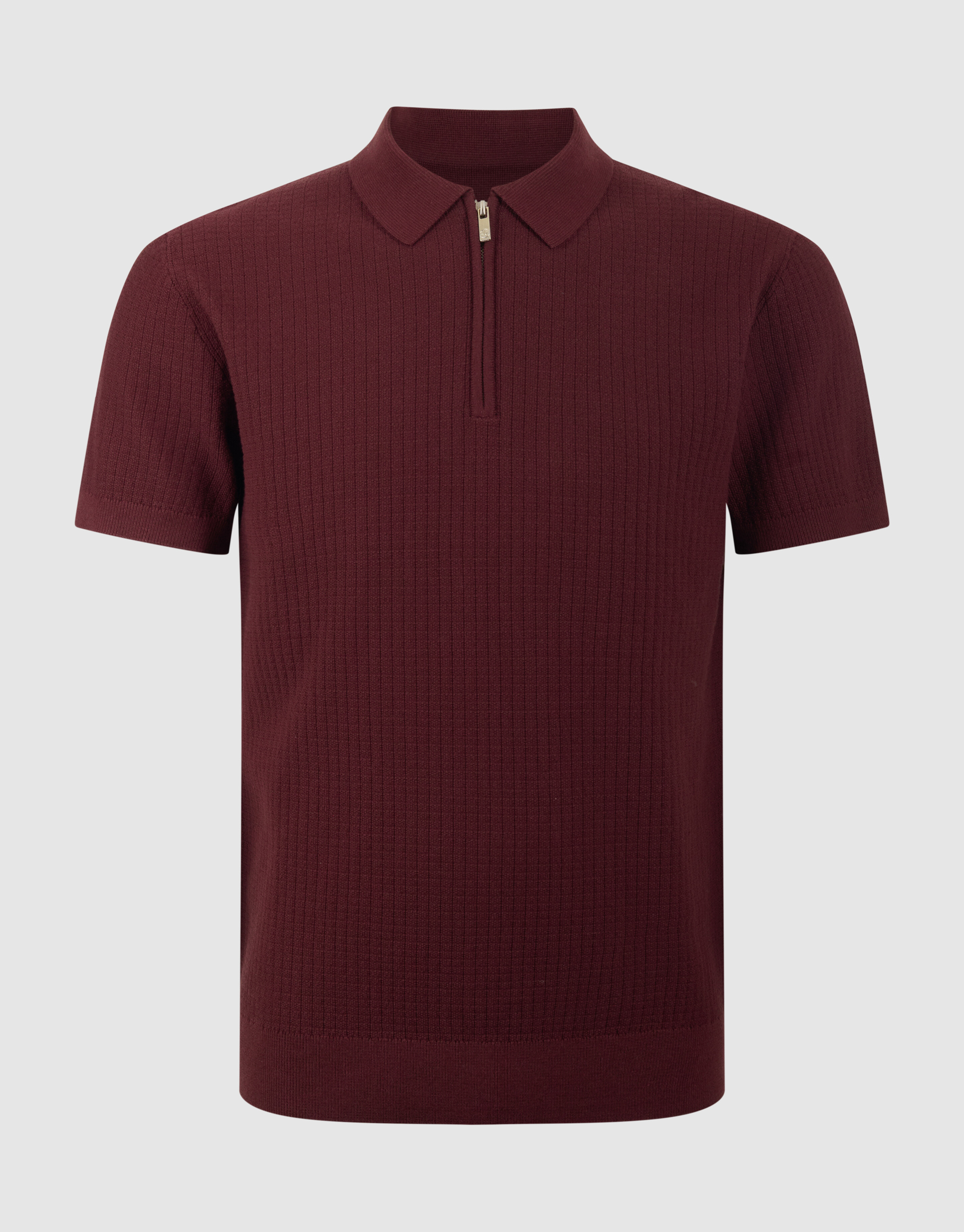 Gestricktes Zip-Poloshirt Dunkelrot SHOEBY MEN