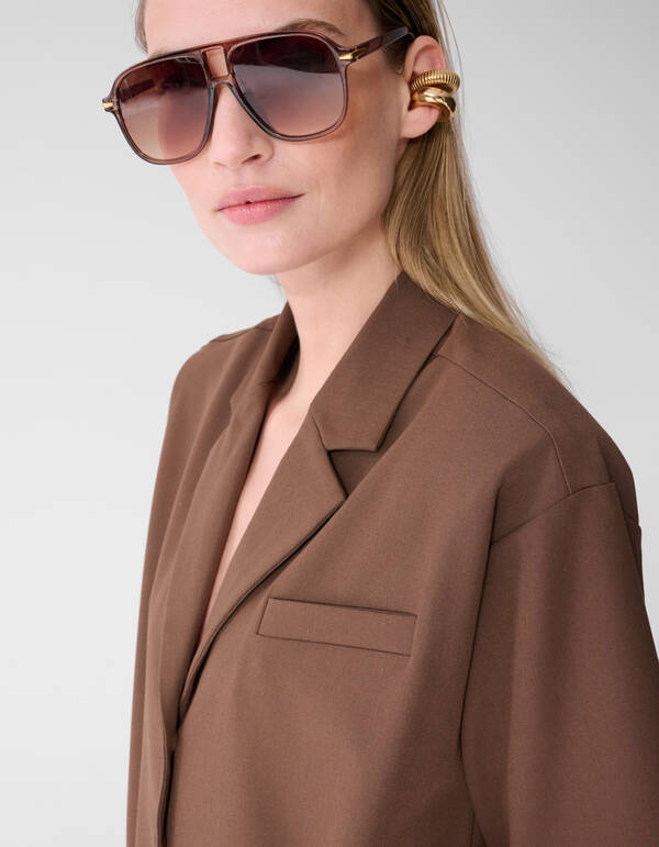 &Uuml;bergro&szlig;e Blazerbluse Braun von Fred SHOEBY WOMEN