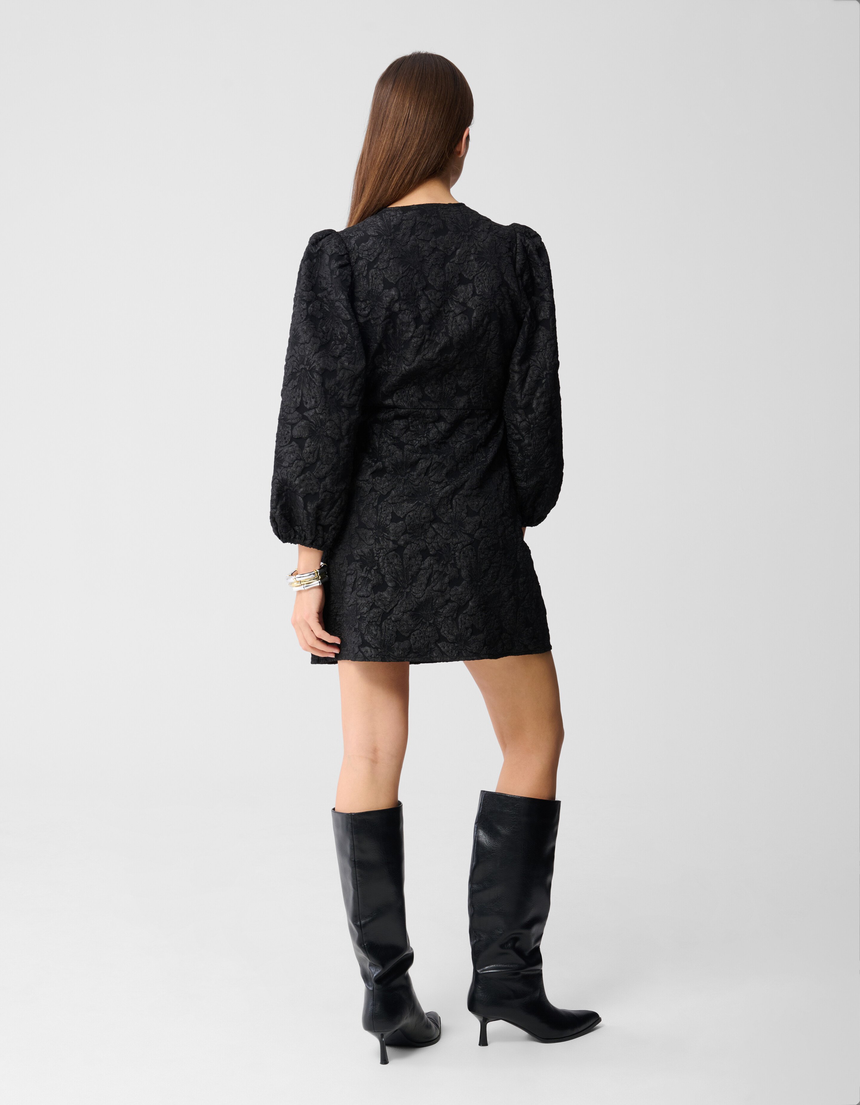 Jacquard-Wickel-Minikleid Schwarz SHOEBY WOMEN