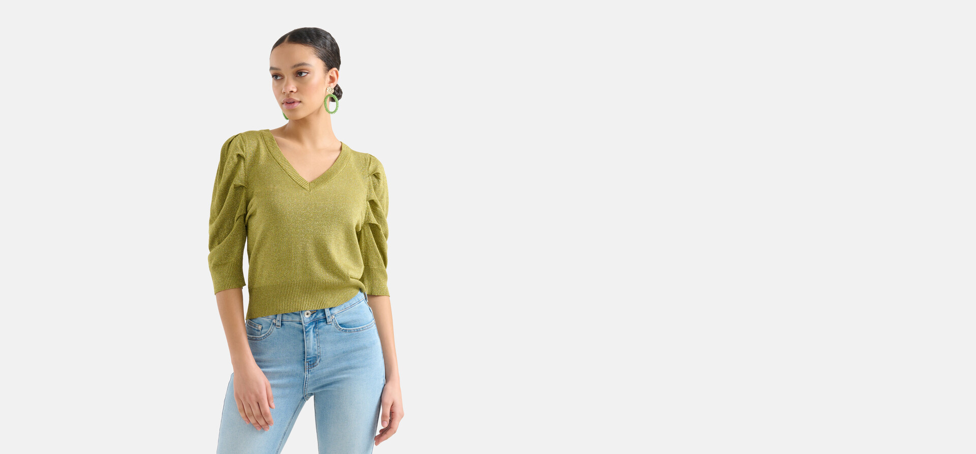 Glitzer Pullover Olivgrün SHOEBY WOMEN