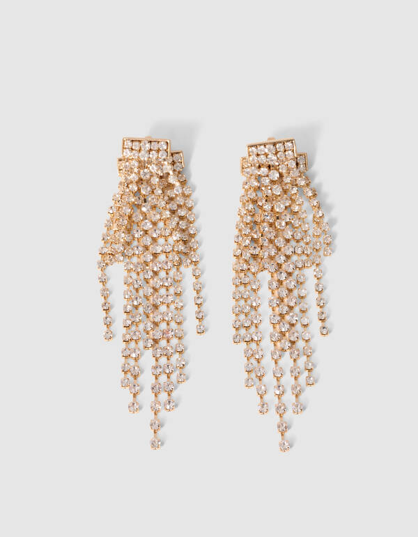 Zweilagige Strass-Ohrringe in Gold SHOEBY ACCESSOIRES