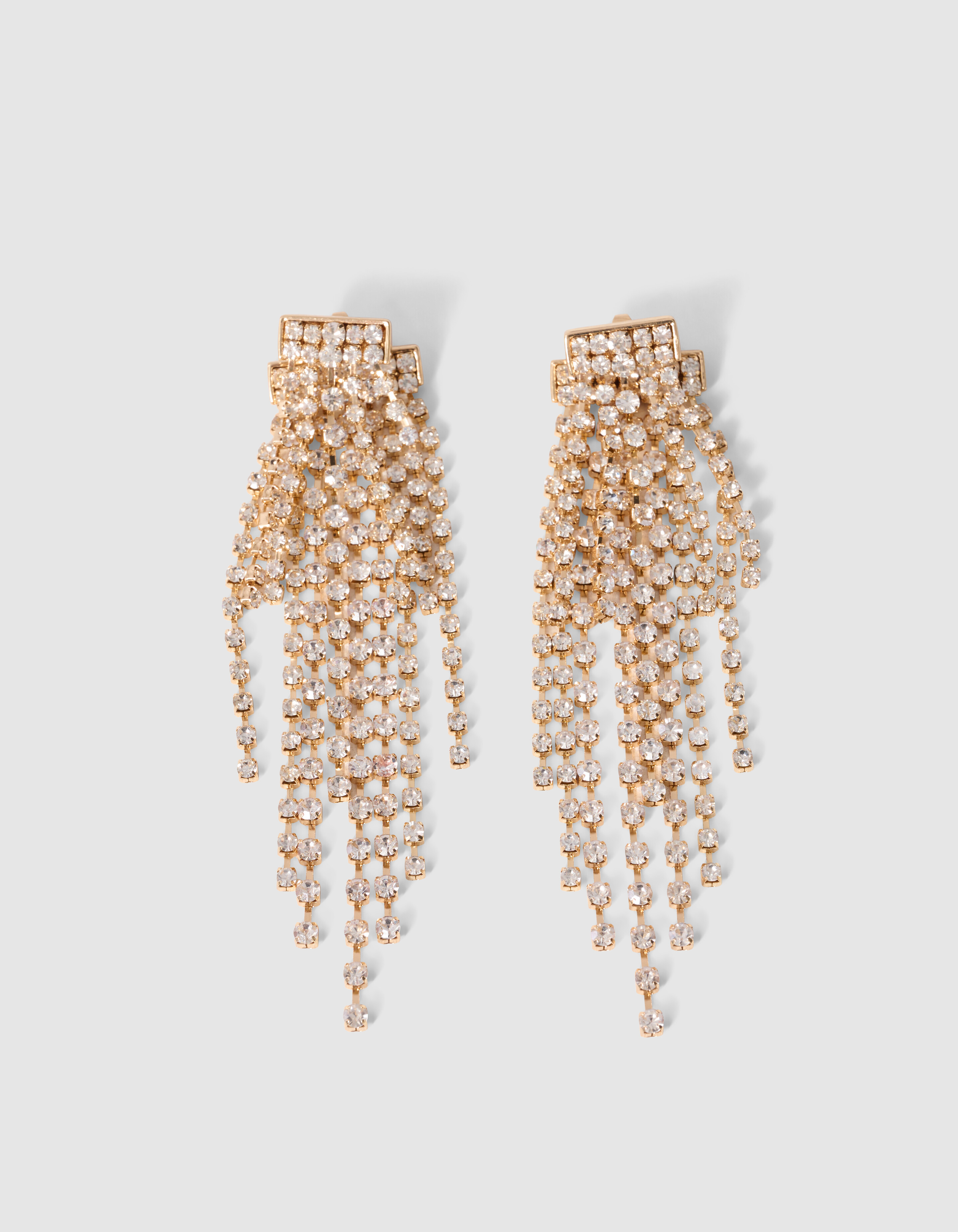 Zweilagige Strass-Ohrringe in Gold SHOEBY ACCESSOIRES