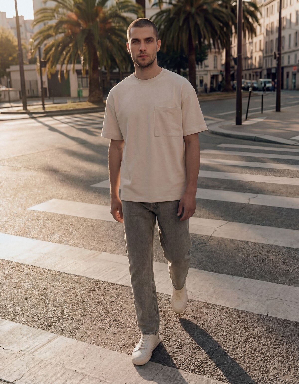 Cord-Taschen-T-Shirt Sand SHOEBY MEN