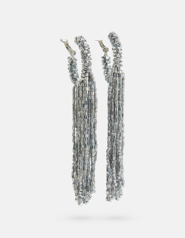 Drapierte Perlenreifen-Ohrringe Silber SHOEBY ACCESSOIRES