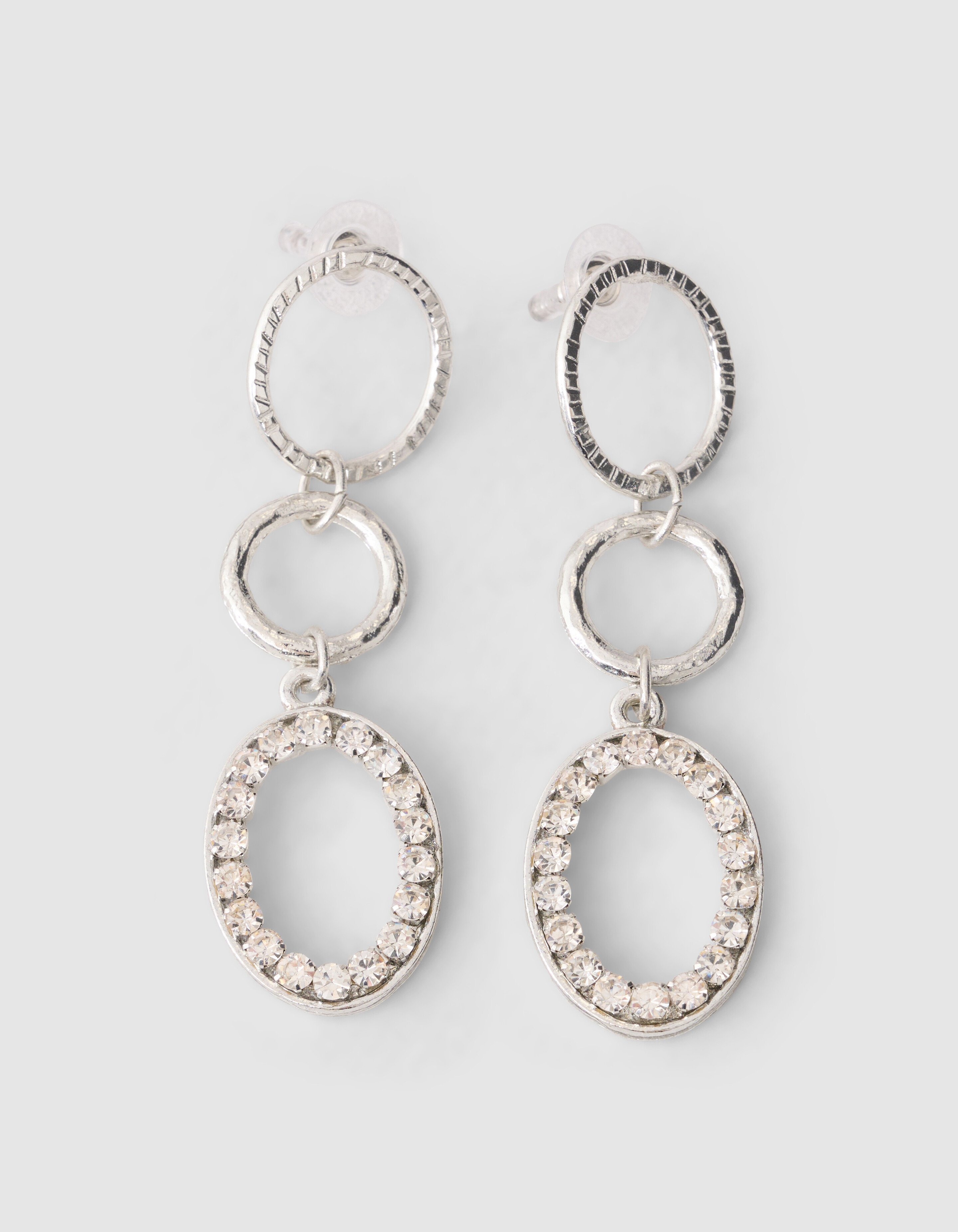 Stra&szlig; Oval Ohrringe Silber SHOEBY ACCESSOIRES