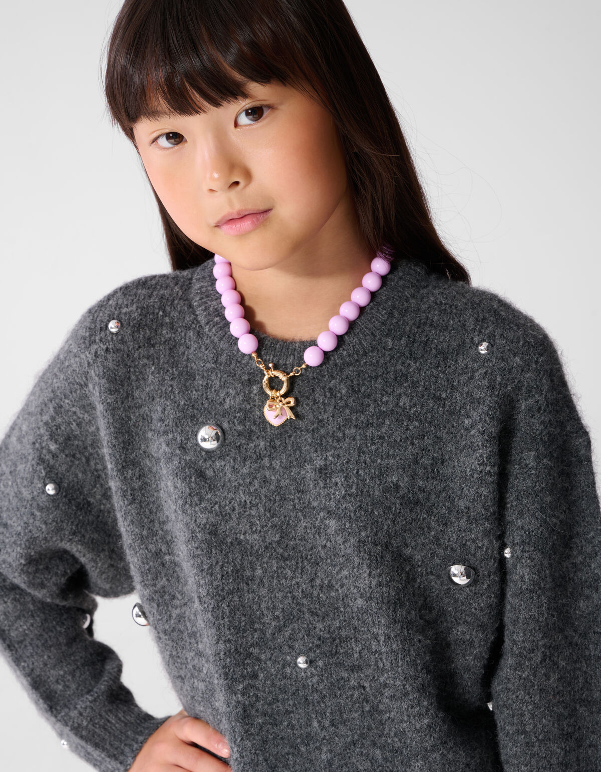 Studded Strickpullover Grau SHOEBY GIRLS