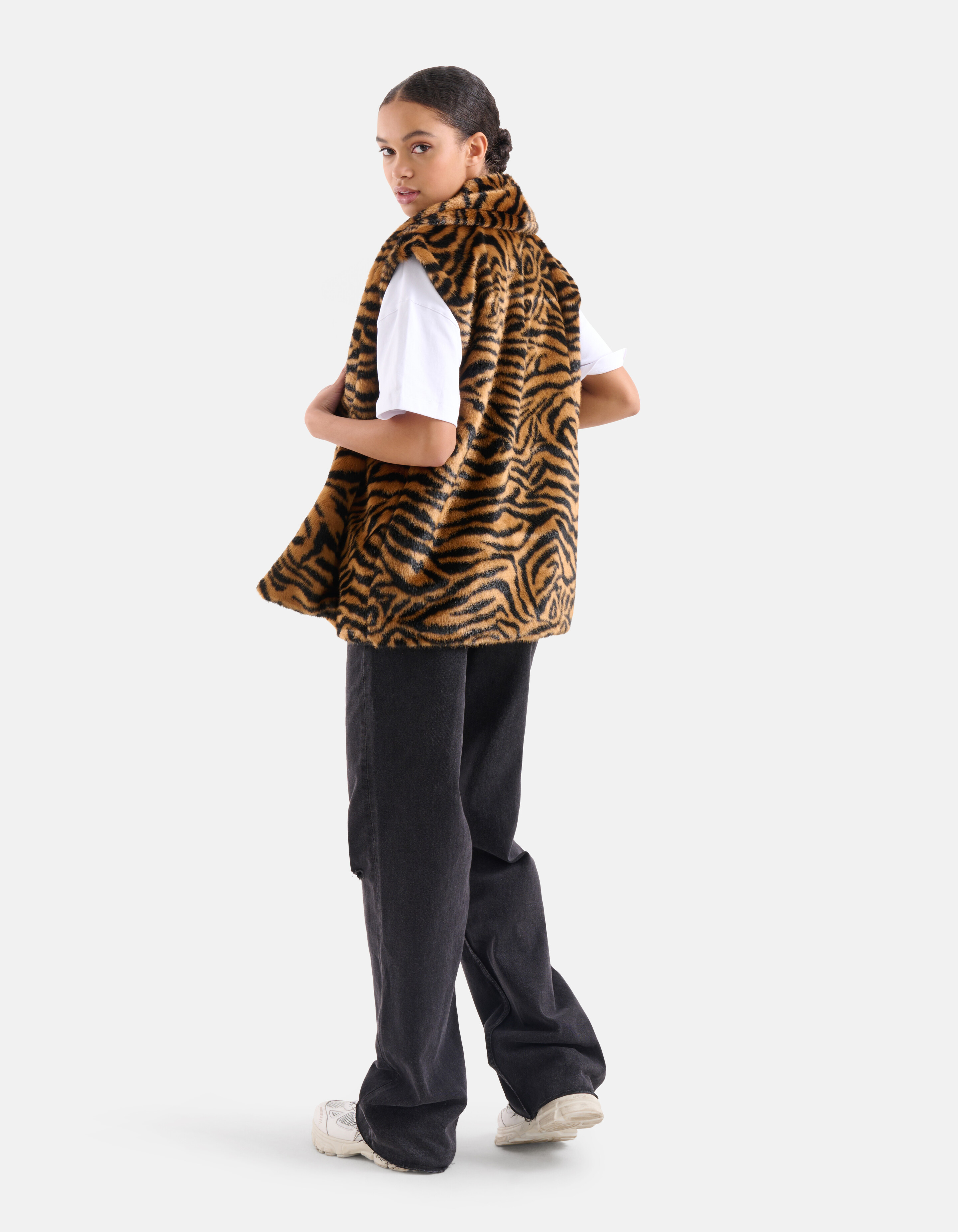Gilet in Pelzoptik mit Tigerdruck Braun SHOEBY WOMEN
