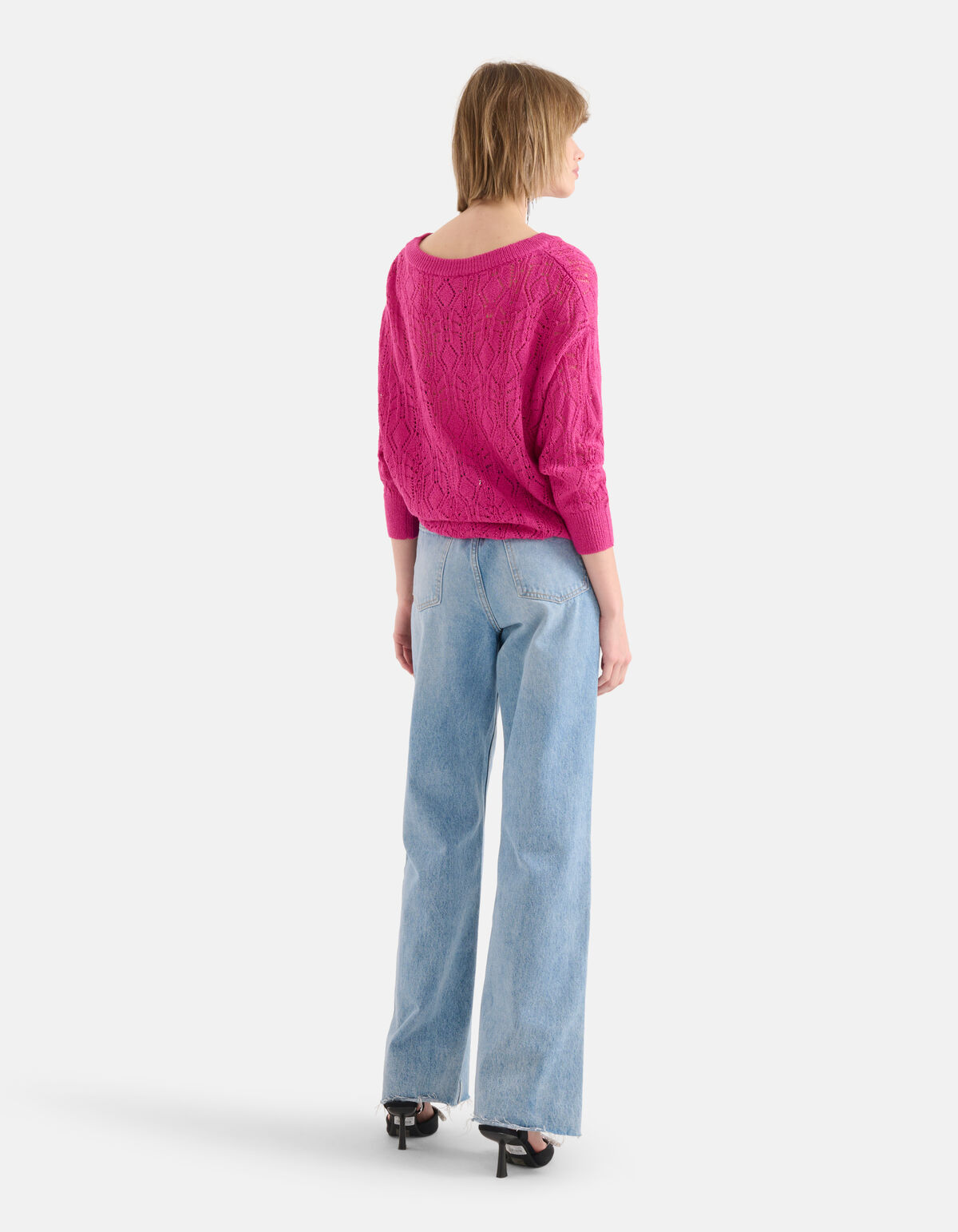 Ajour Fledermausärmel Pullover Rosa SHOEBY WOMEN