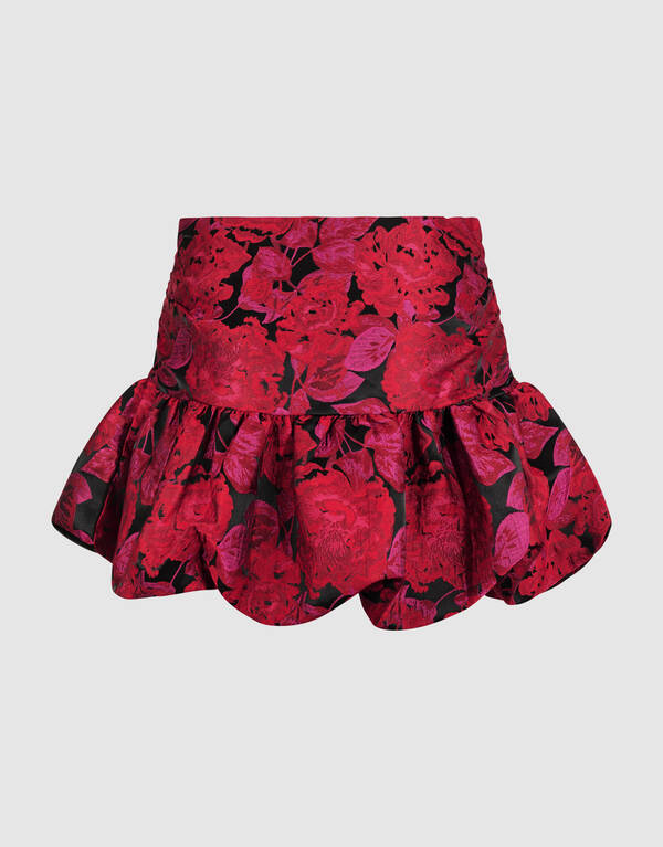 Rose Jacquard Mini Rok Donkerrood SHOEBY WOMEN