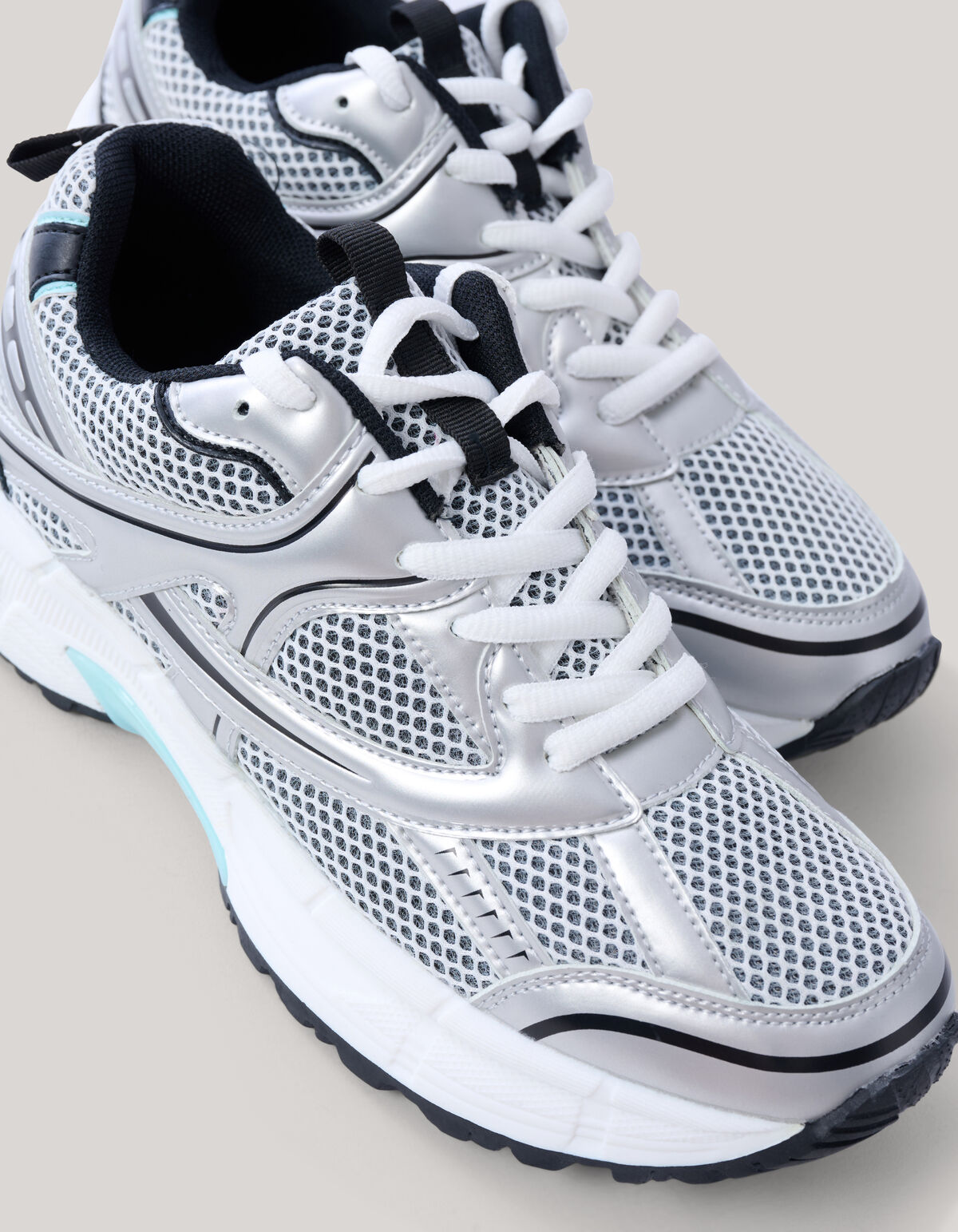 Mesh Turnschuhe Silber SCHOENEN SHOEBY