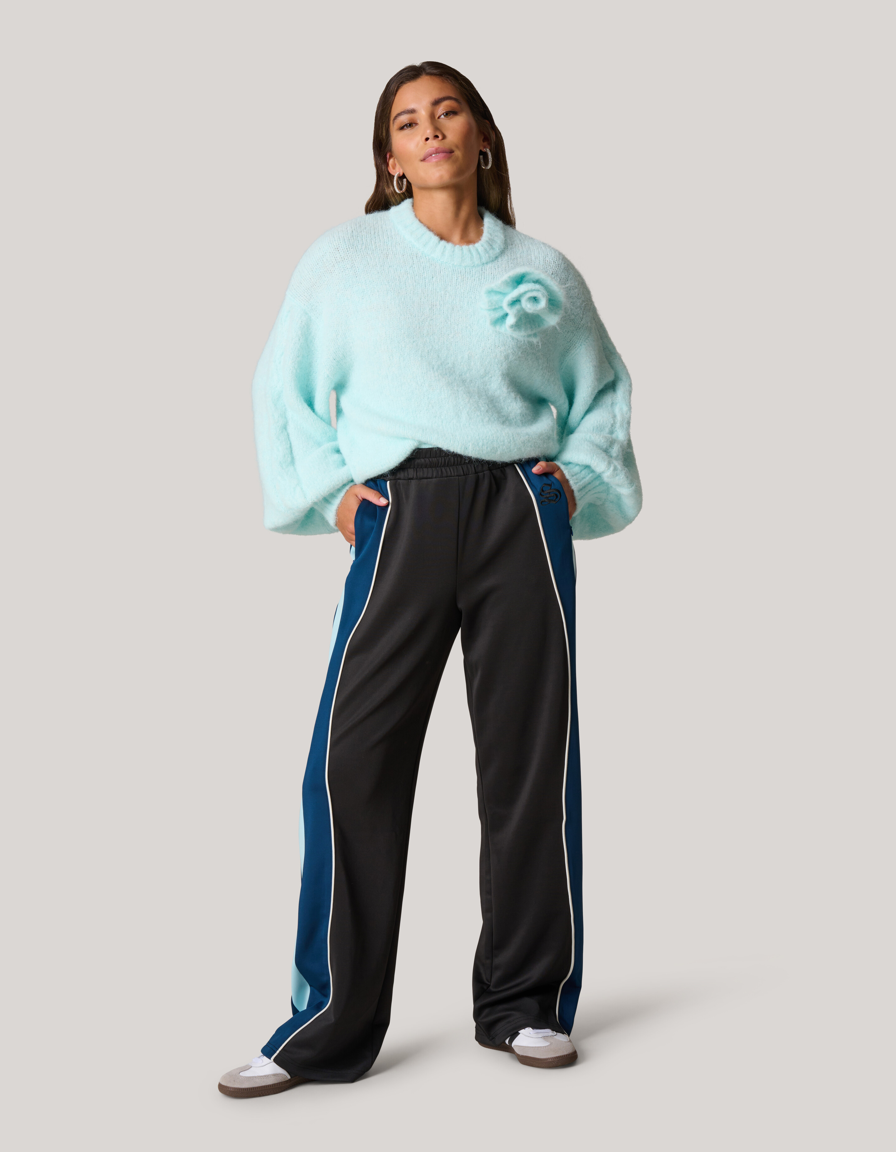 Colourblock-Hose mit weitem Bein Schwarz/Blau SHOEBY WOMEN