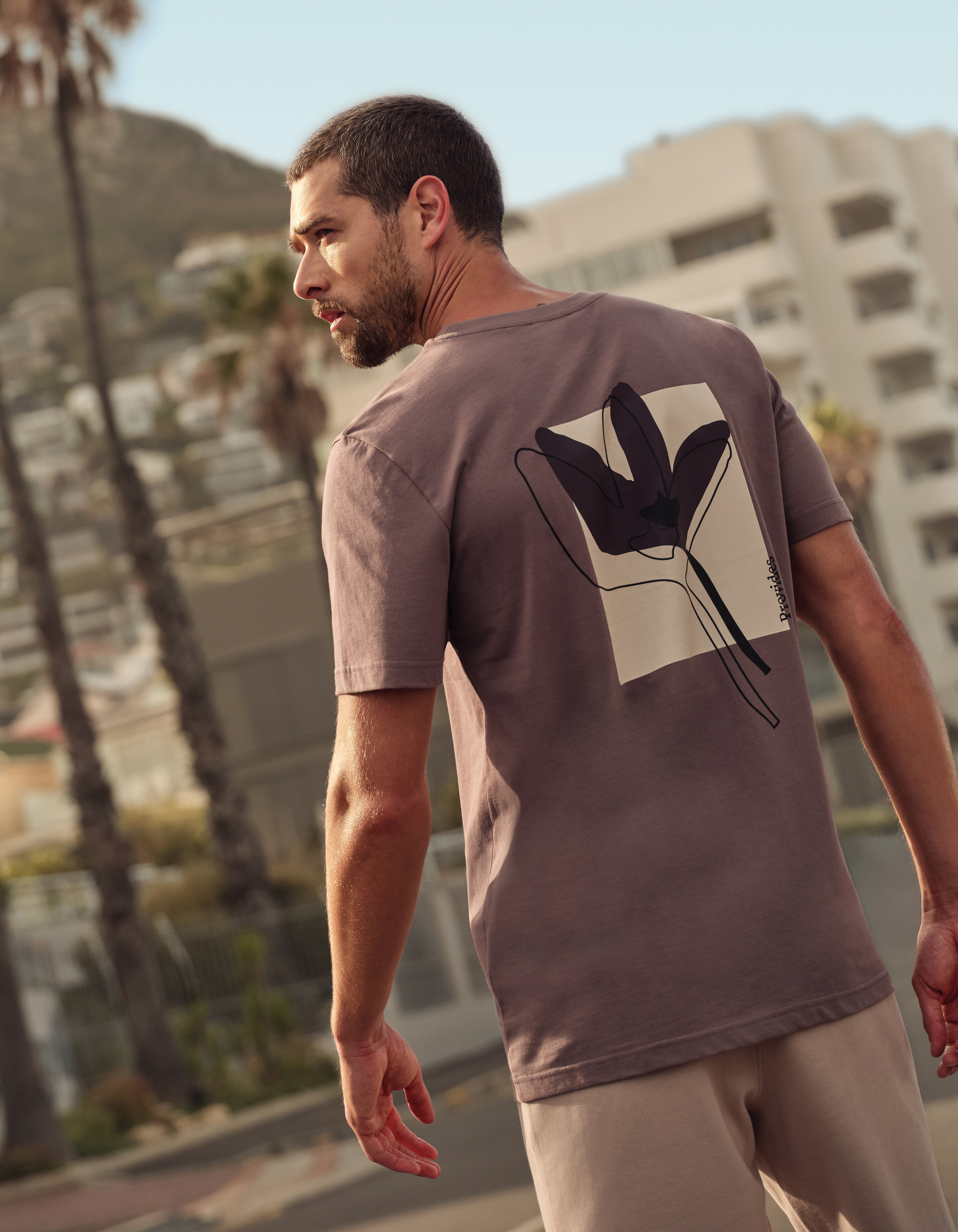 Blumen-T-Shirt Hellbraun SHOEBY MEN