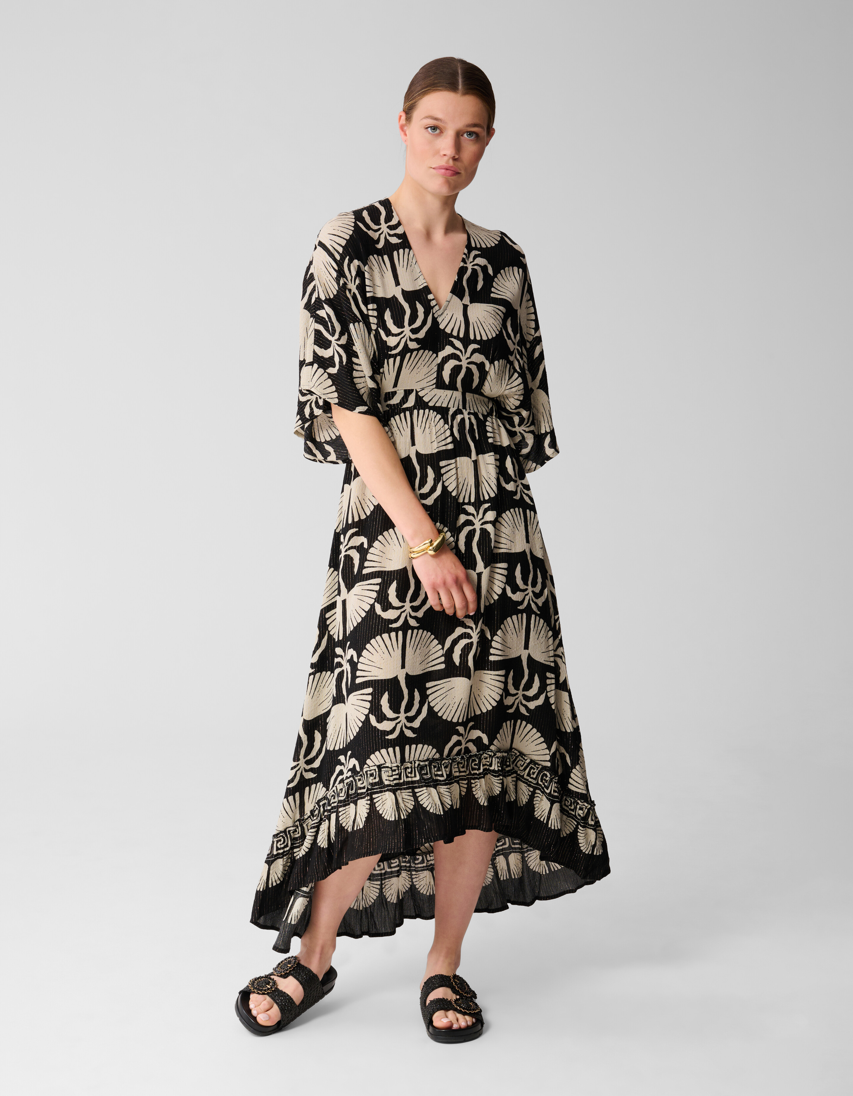 Bedrucktes Maxikleid Schwarz/Weiß SHOEBY WOMEN