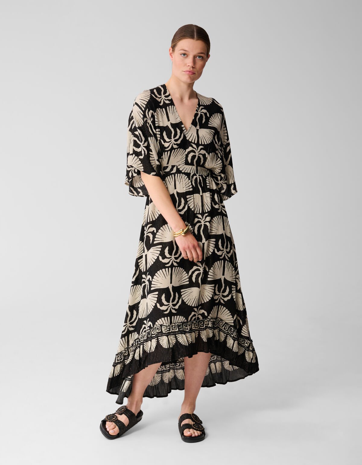 Bedrucktes Maxikleid Schwarz/Weiß SHOEBY WOMEN