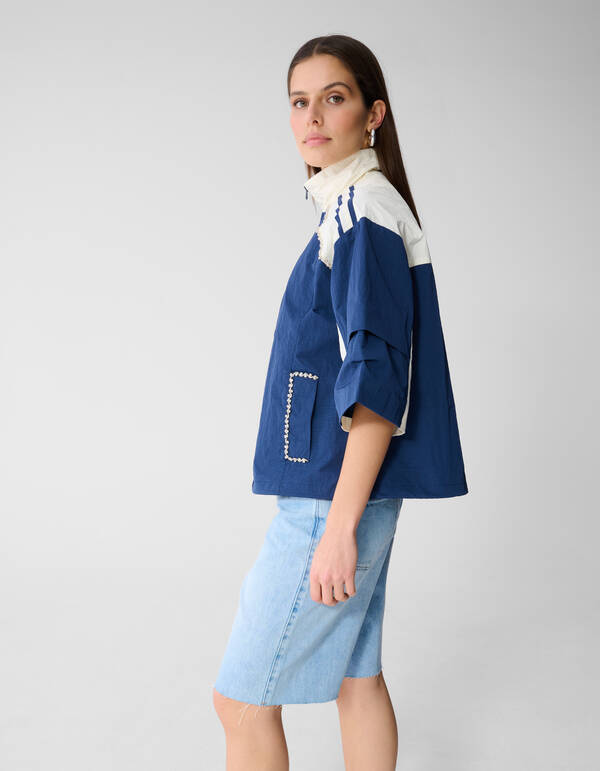 &Uuml;bergro&szlig;e sportliche Trainingsjacke Dunkelblau SHOEBY WOMEN