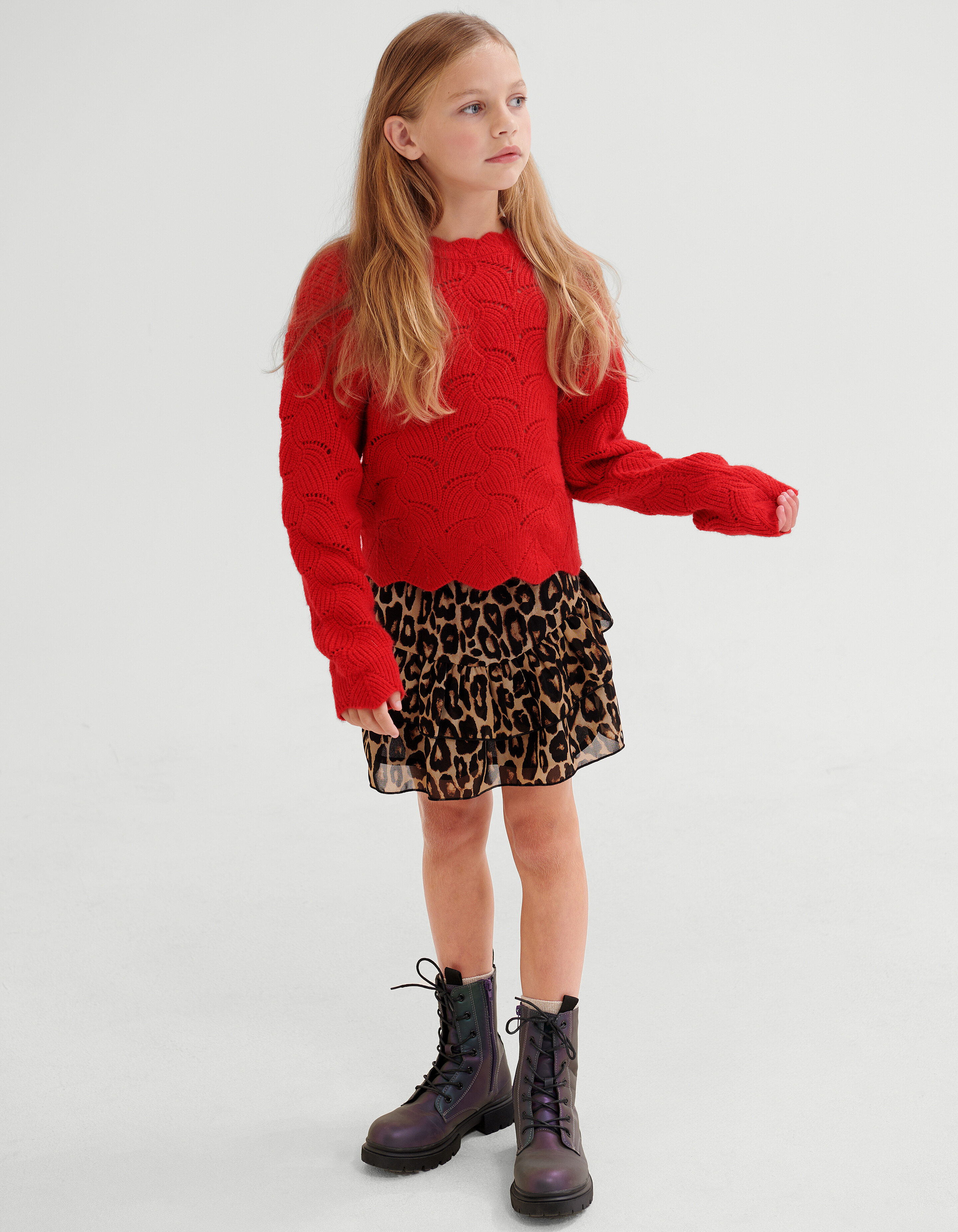 Offen gestrickter Pullover Rot SHOEBY GIRLS