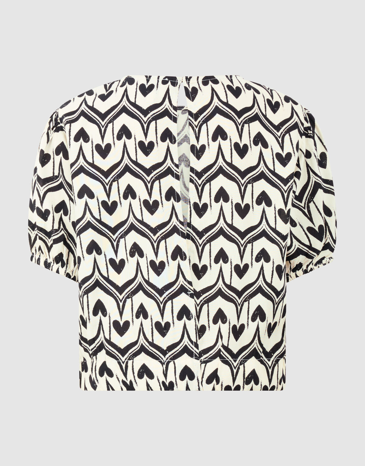 Heart Print Top Gebrochen Wei&szlig;/Schwarz SHOEBY GIRLS