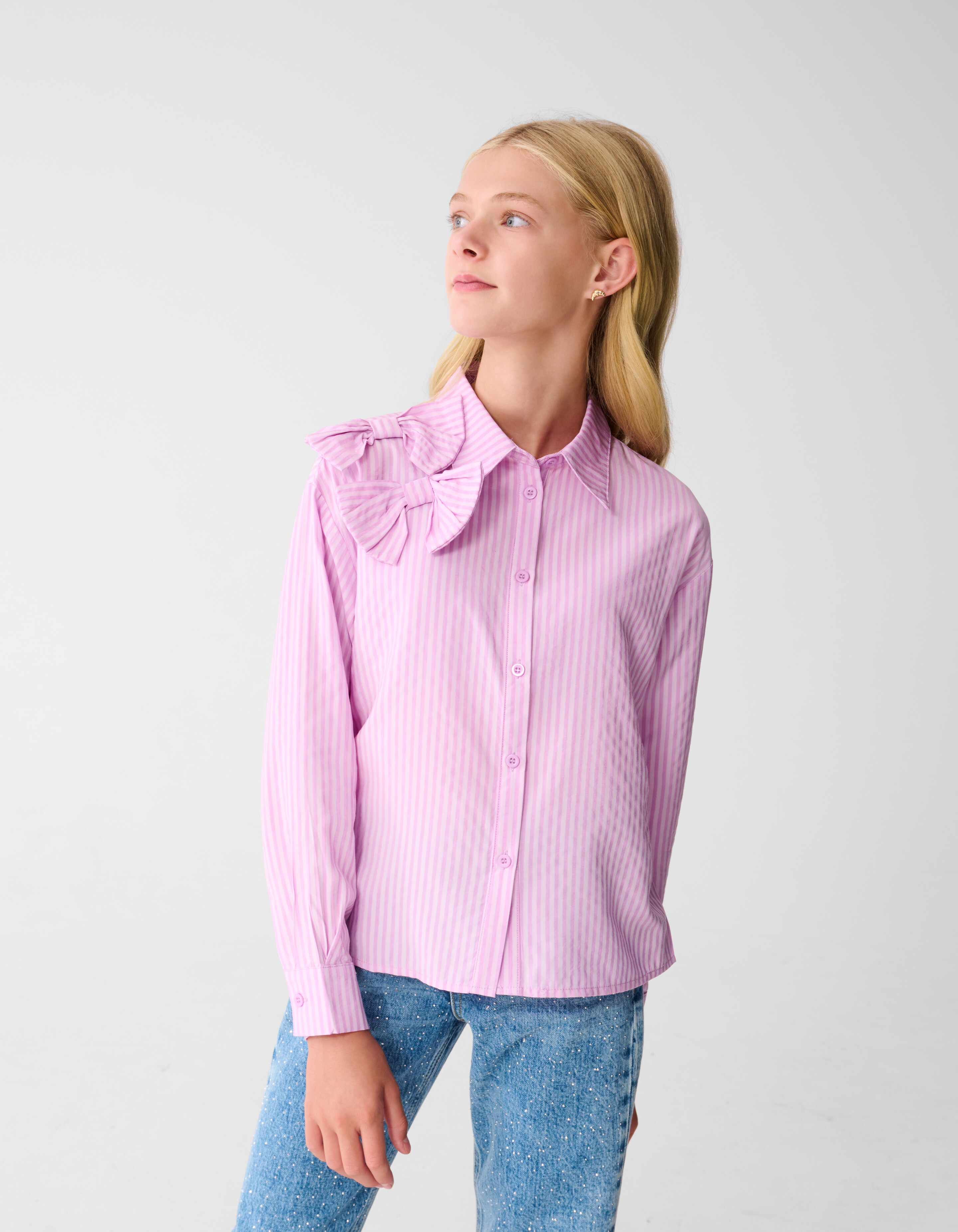 Gestreifte Schleifenbluse Rosa SHOEBY GIRLS