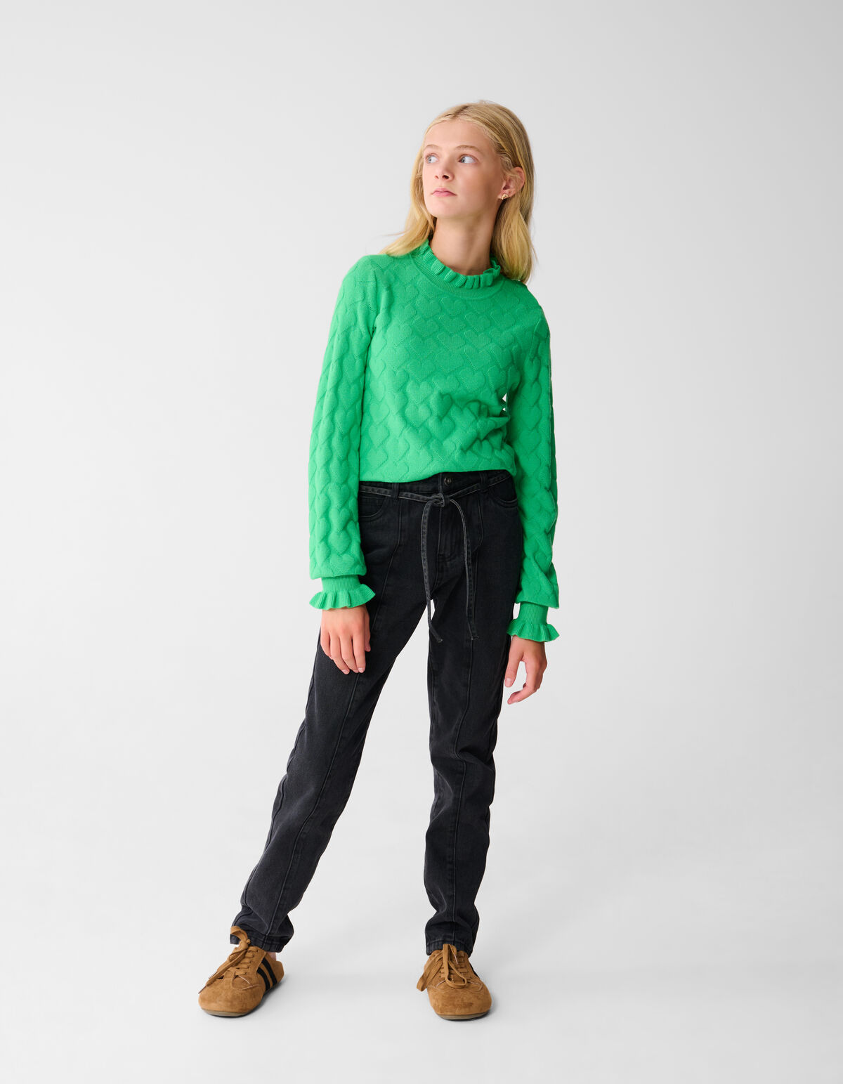 Stricktop mit Herzmotiv Grün SHOEBY GIRLS
