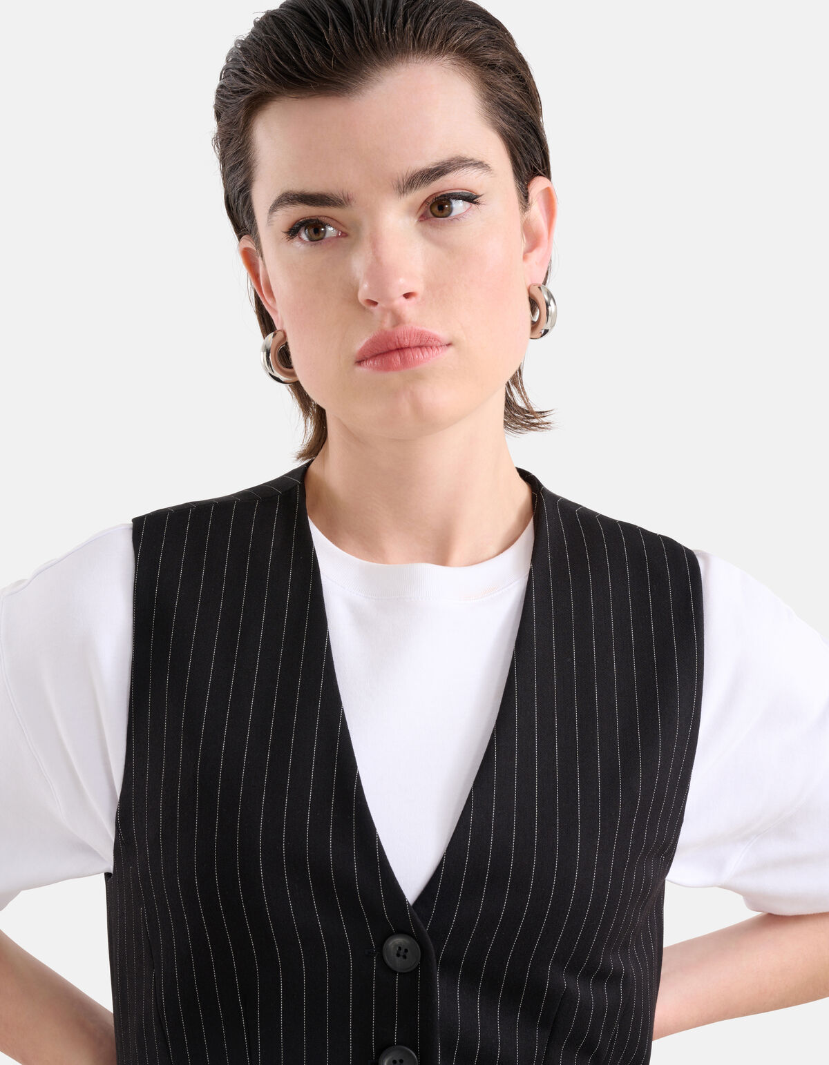 Nadelstreifen-Gilet Schwarz/Weiß SHOEBY WOMEN