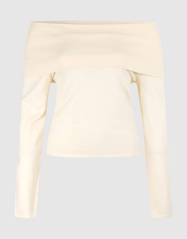 Off Shoulder Trui Gebroken Wit SHOEBY WOMEN