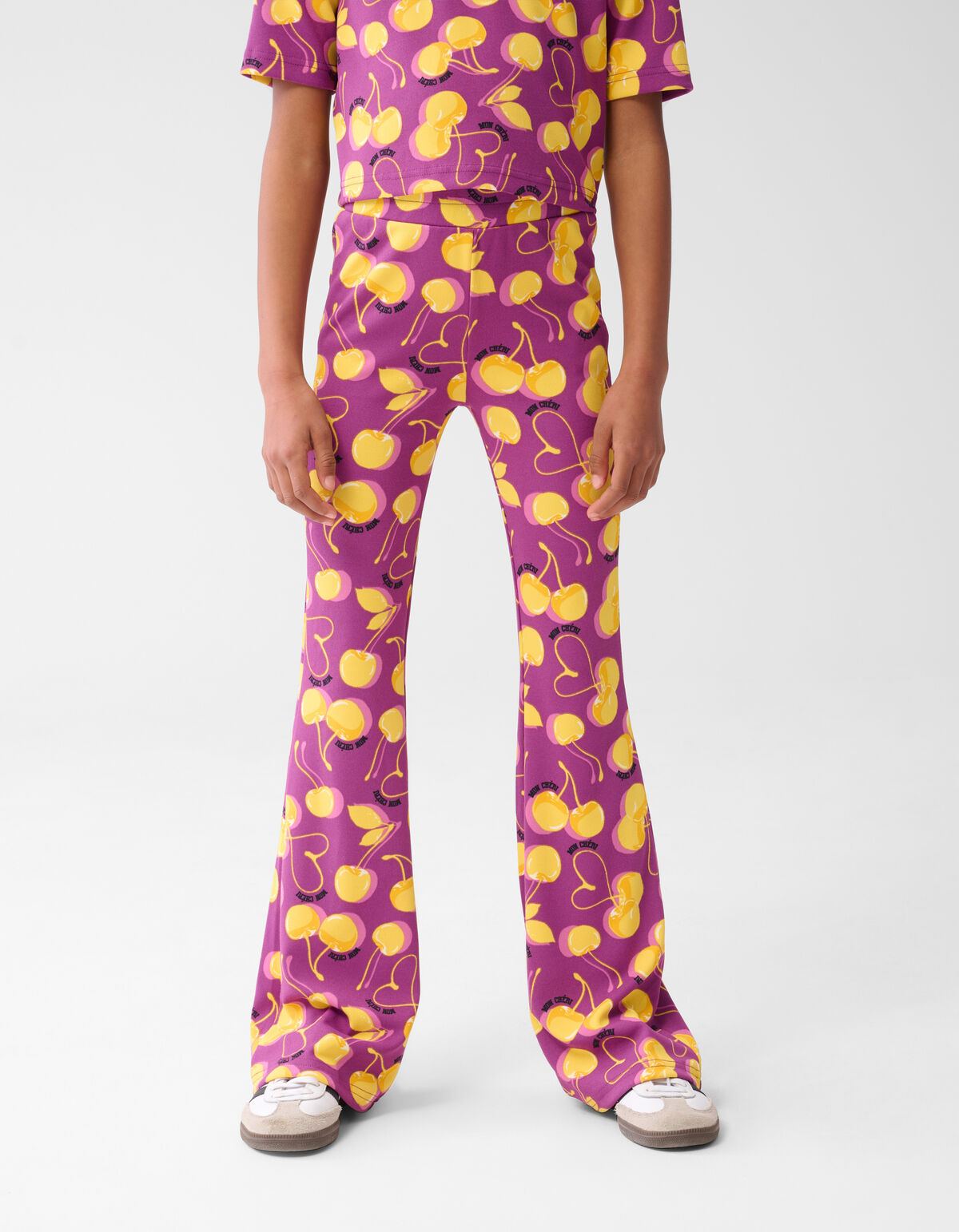 Bedruckte ausgestellte Rippenleggings Dunkelviolet SHOEBY GIRLS