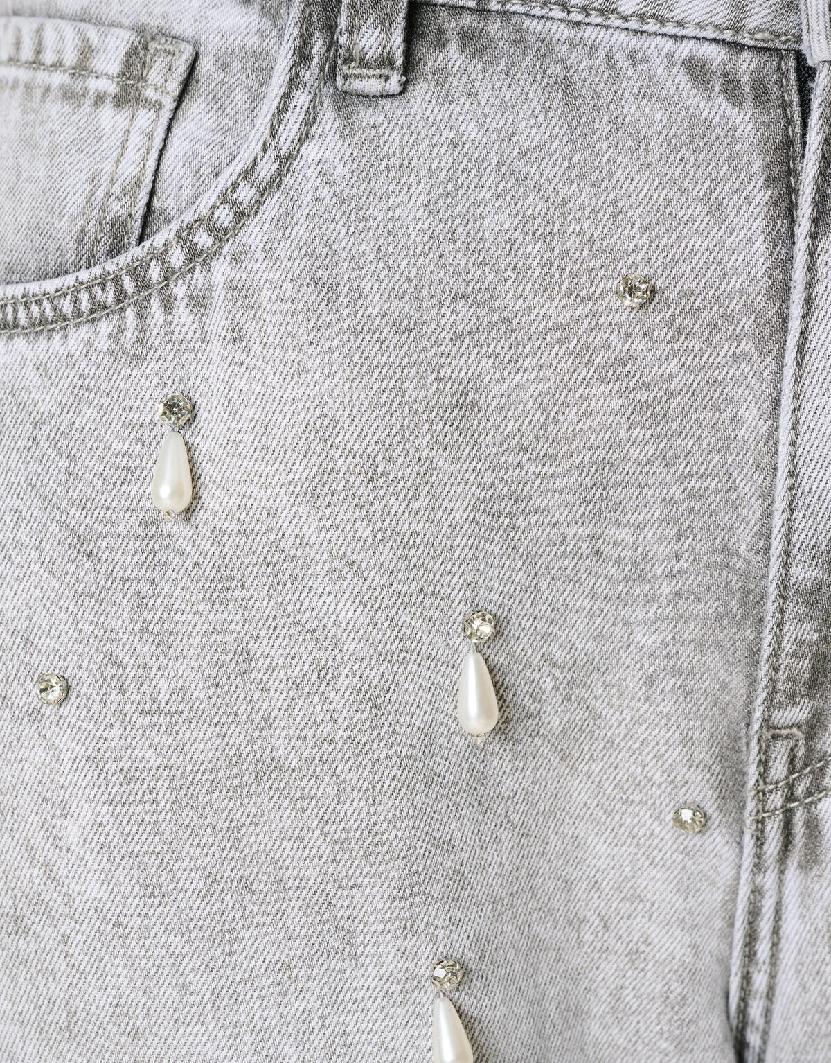 Embellished Straight Fit Jeans Lichtgrijs SHOEBY WOMEN