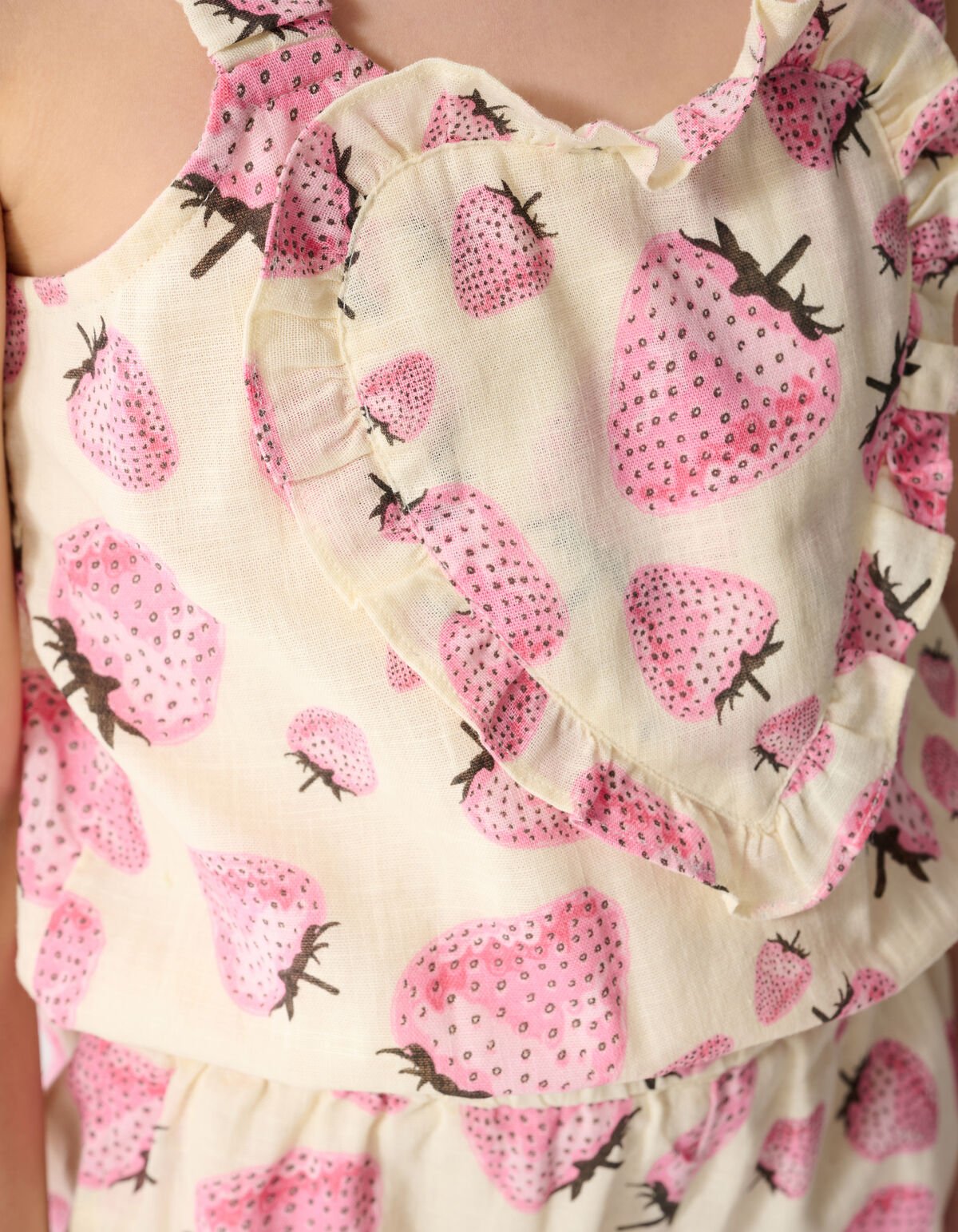 Erdbeerprint-Jumpsuit Gebrochen Wei&szlig; SHOEBY GIRLS