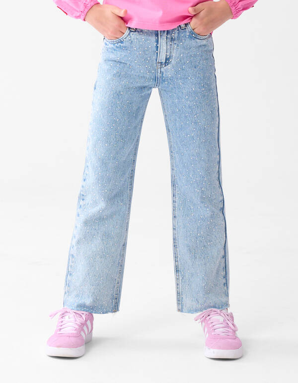 Wide Leg Jeans mit Strasssteinen Mediumstone SHOEBY GIRLS