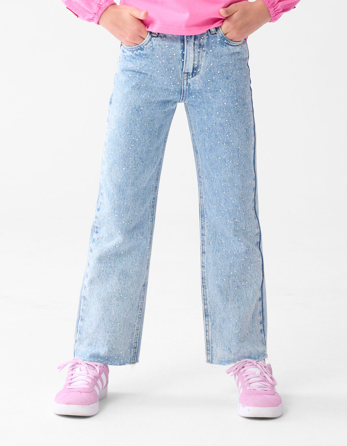 Wide Leg Jeans mit Strasssteinen Mediumstone SHOEBY GIRLS