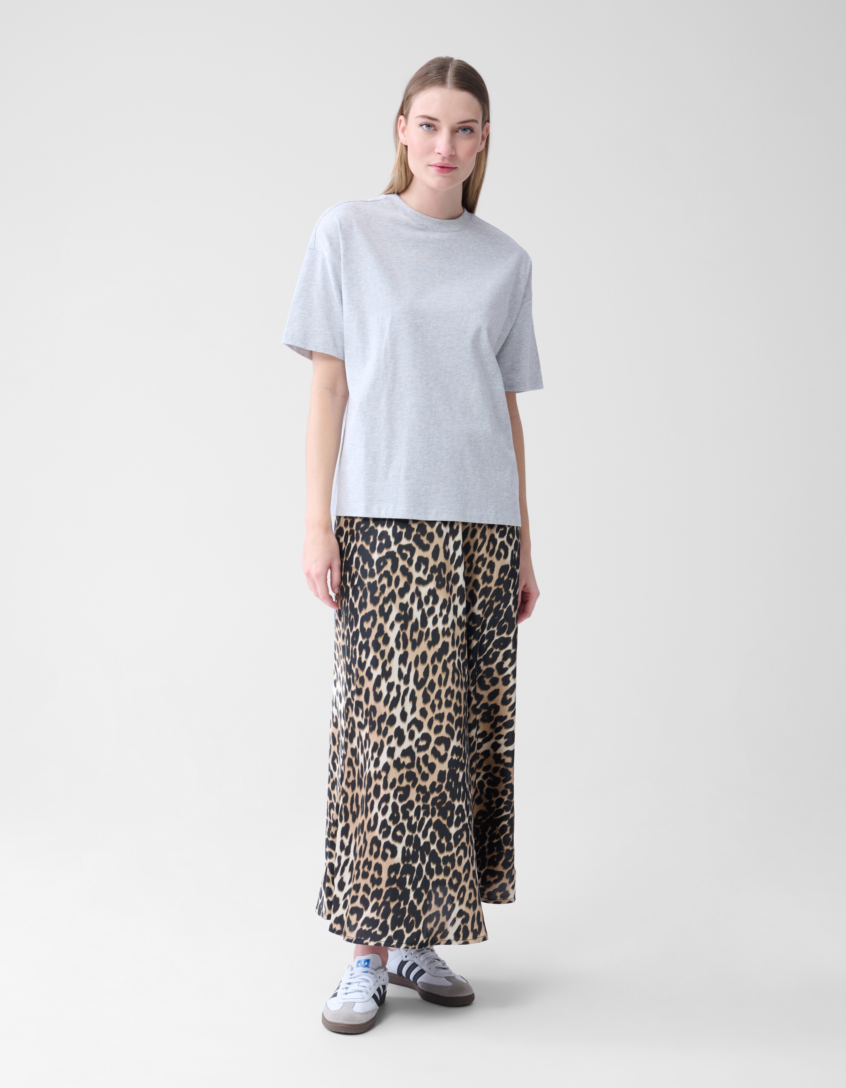 Übergroßes Basic-T-Shirt Hellgrau SHOEBY WOMEN