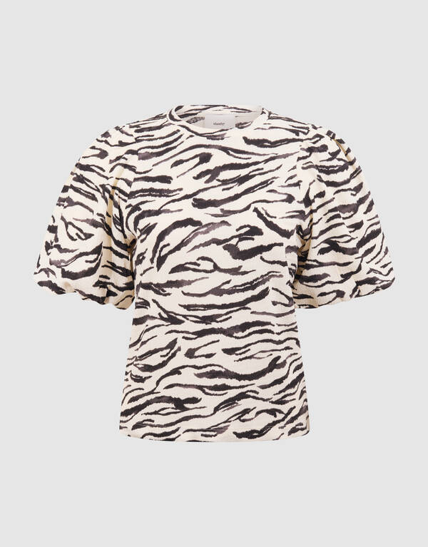 Knitter-Ballonoberteil Braun/Wei&szlig; SHOEBY WOMEN